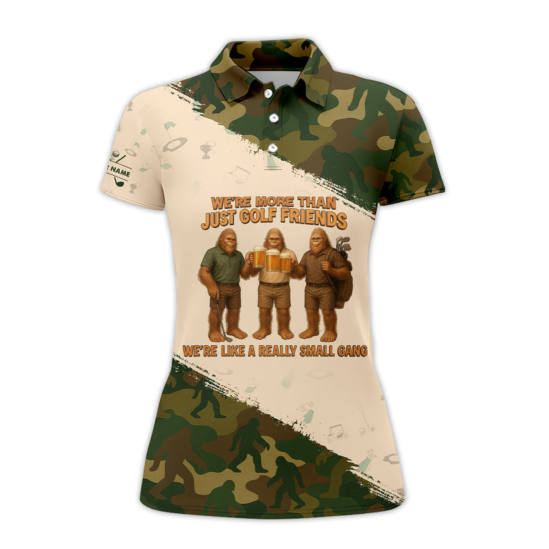 Bigfoot Golf Friends Camo Golf Shirts, Custom Golf Polo Shirts, Beer Golf Shirt