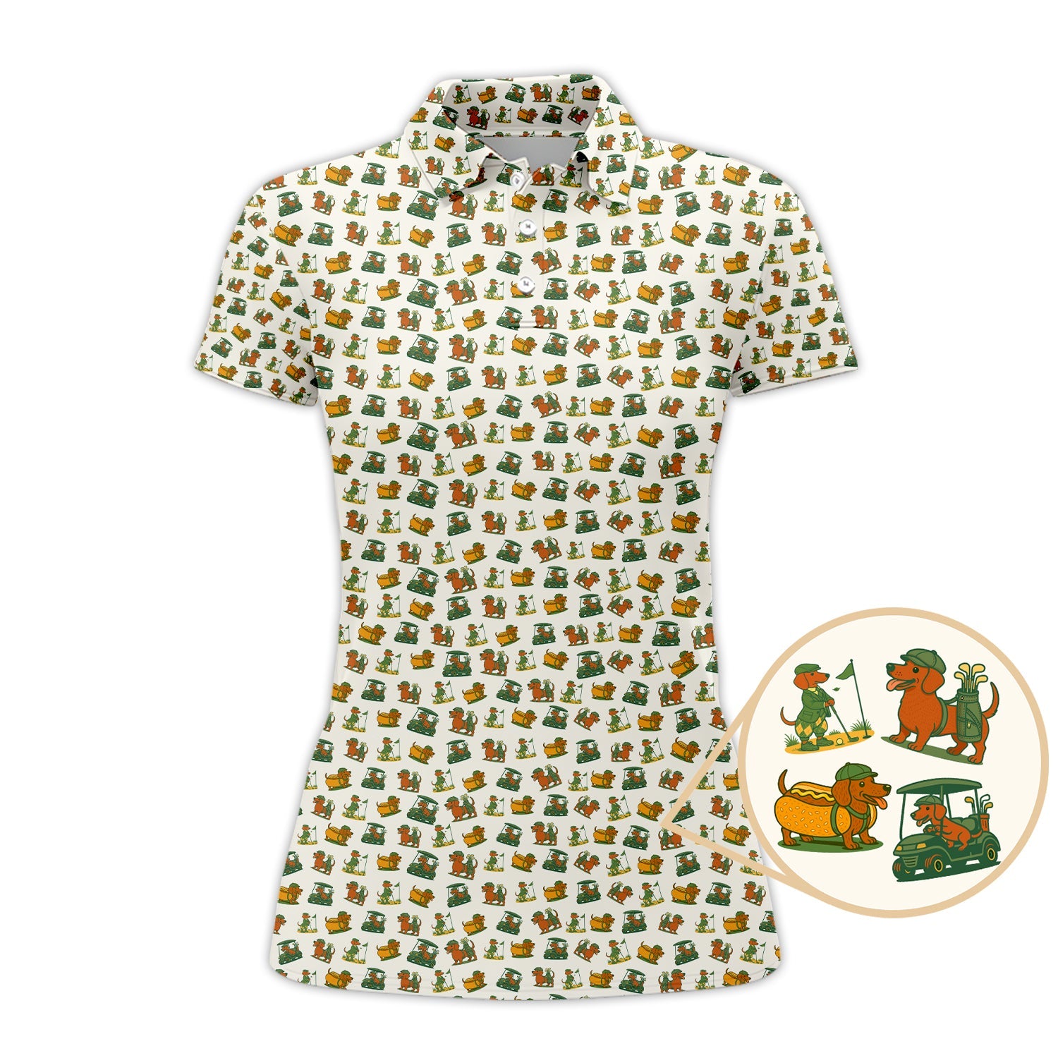 Dachshund Pattern Golf Shirt – Funny Dog Golf Polos For Pet Lovers - Golf Gift For Golfers