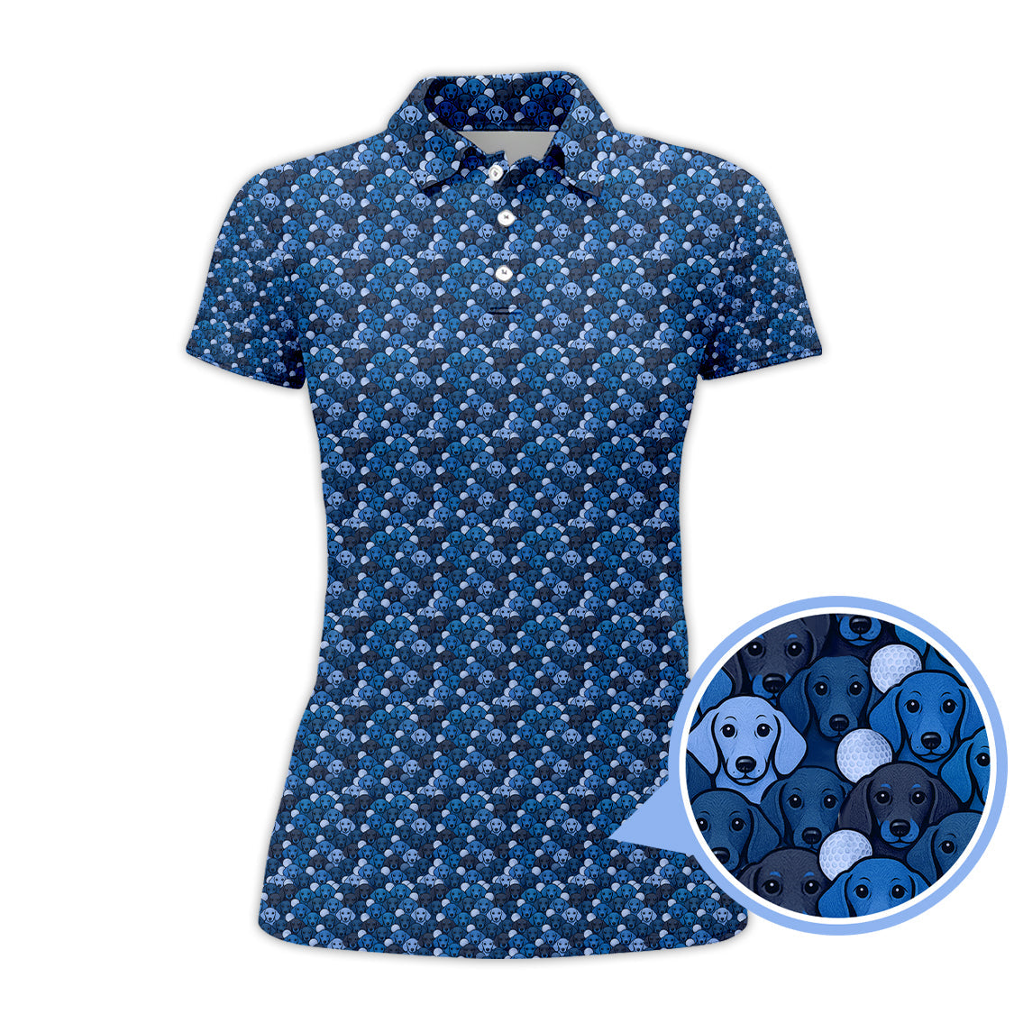 Dachshund Dog Pattern Golf Shirt With Navy Color , Funny Dachshund Golf Shirt For Women, Golf Gift For Dog Lover