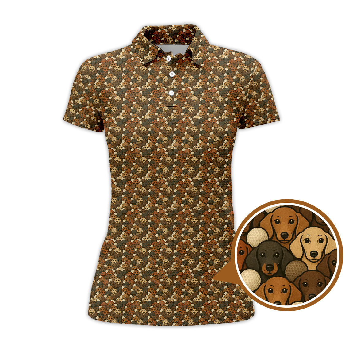 Dachshund Dog Pattern Golf Shirt, Funny Dachshund Golf Shirt For Dog Lovers, Golf Gift For Men's