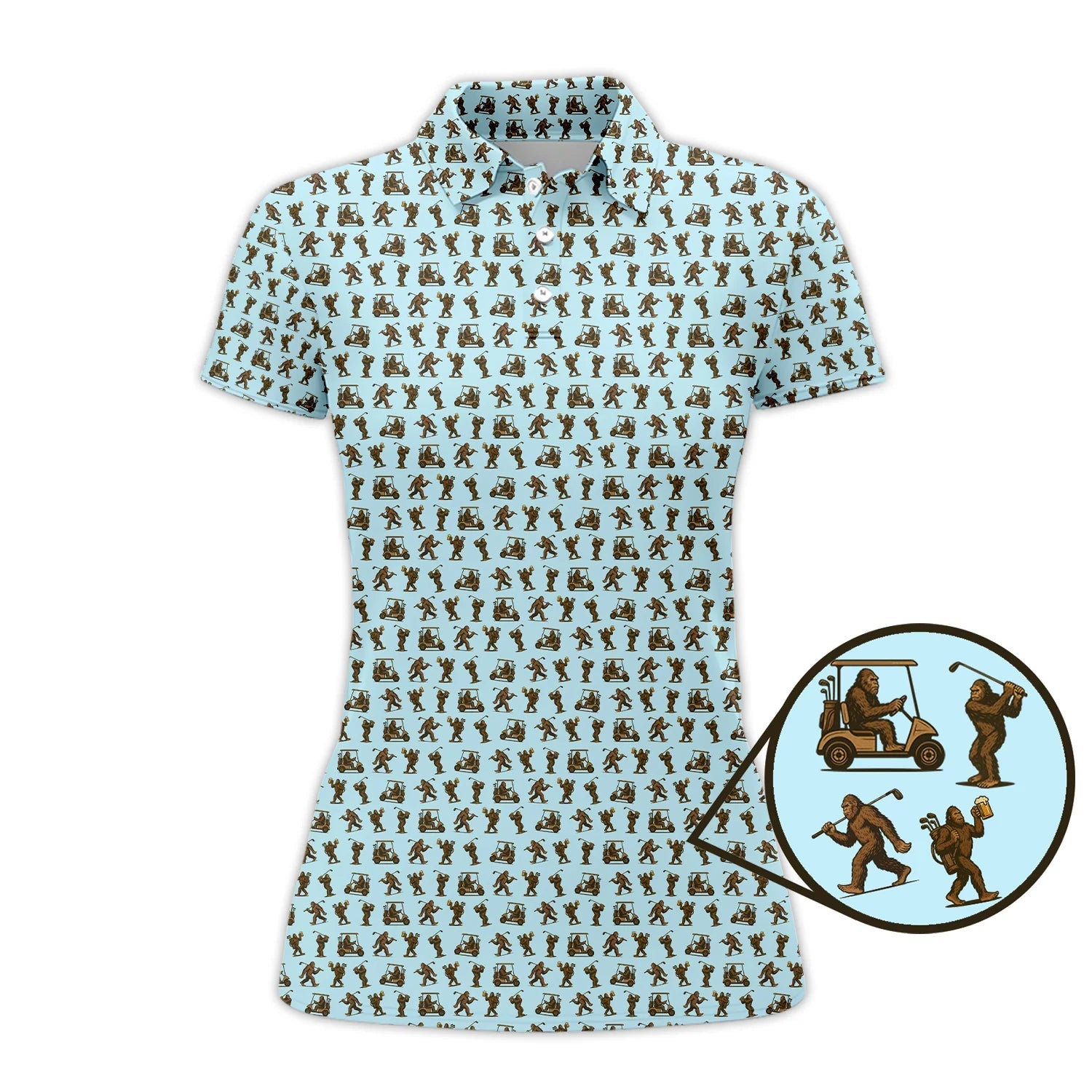 Funny Golf Pattern Shirt, Bigfoot Golf Shirt For Men, Crazy Golf Gift For Golfer