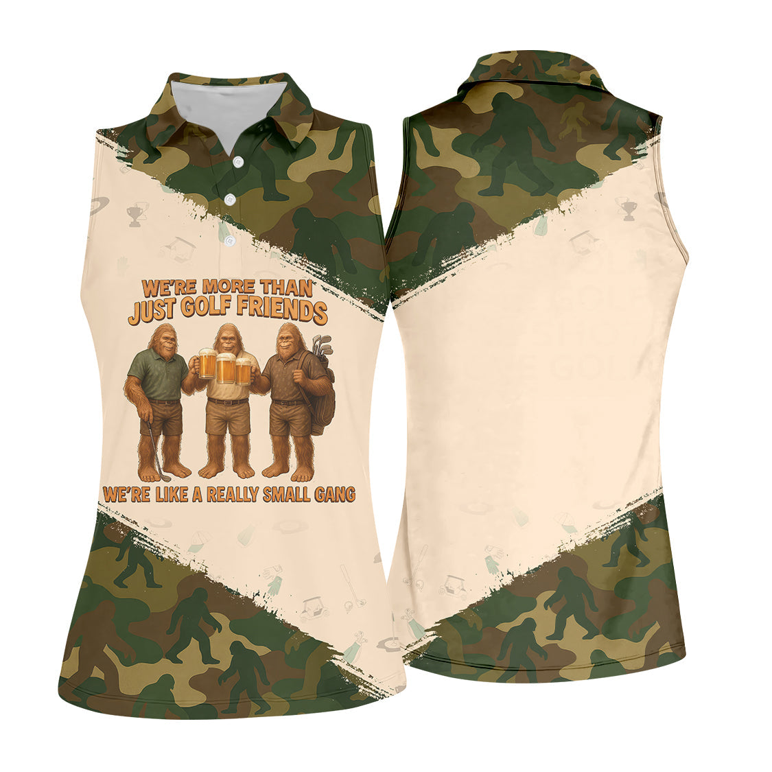 Bigfoot Golf Friends Camo Golf Shirts, Custom Golf Polo Shirts, Beer Golf Shirt