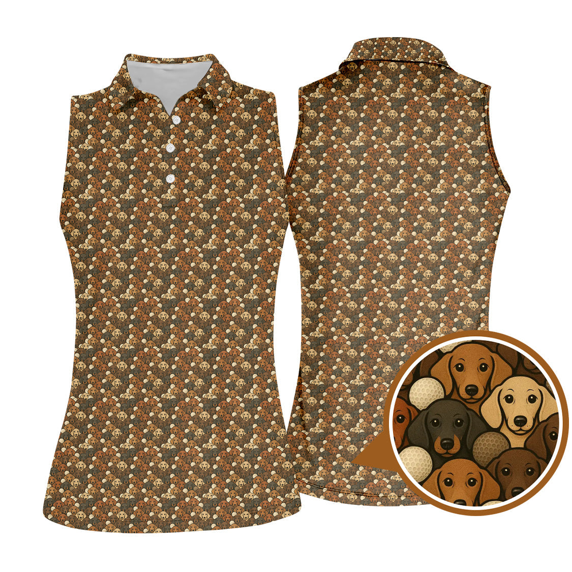 Funny Dachshund Golf Shirt For Dog Lovers, Dachshund Dog Pattern Golf Shirt, Golf Gift For Women's