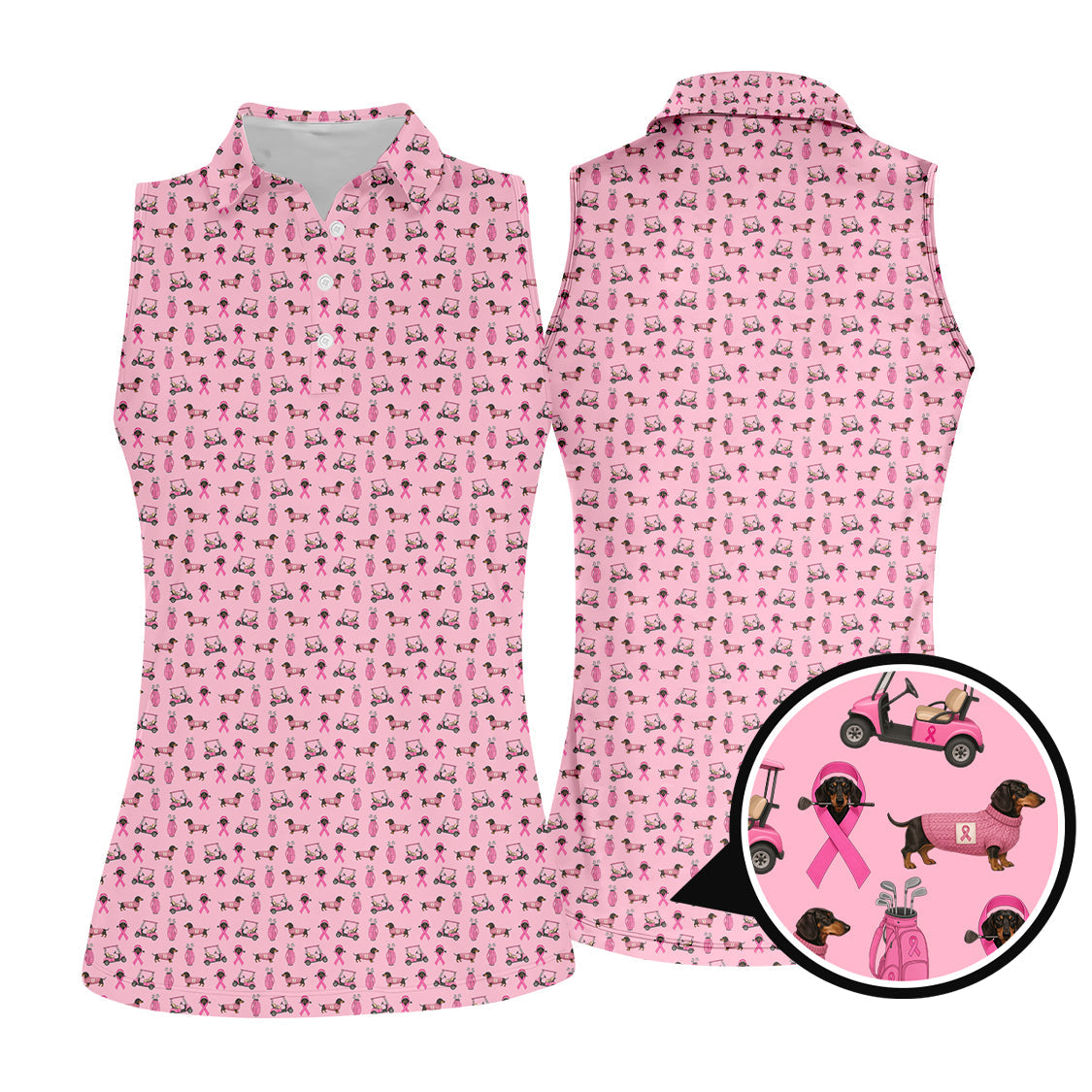 Breast Cancer Golf Shirt For Women, Dachshund Golf Shirt, Pattern Golf Shirt For Golfer