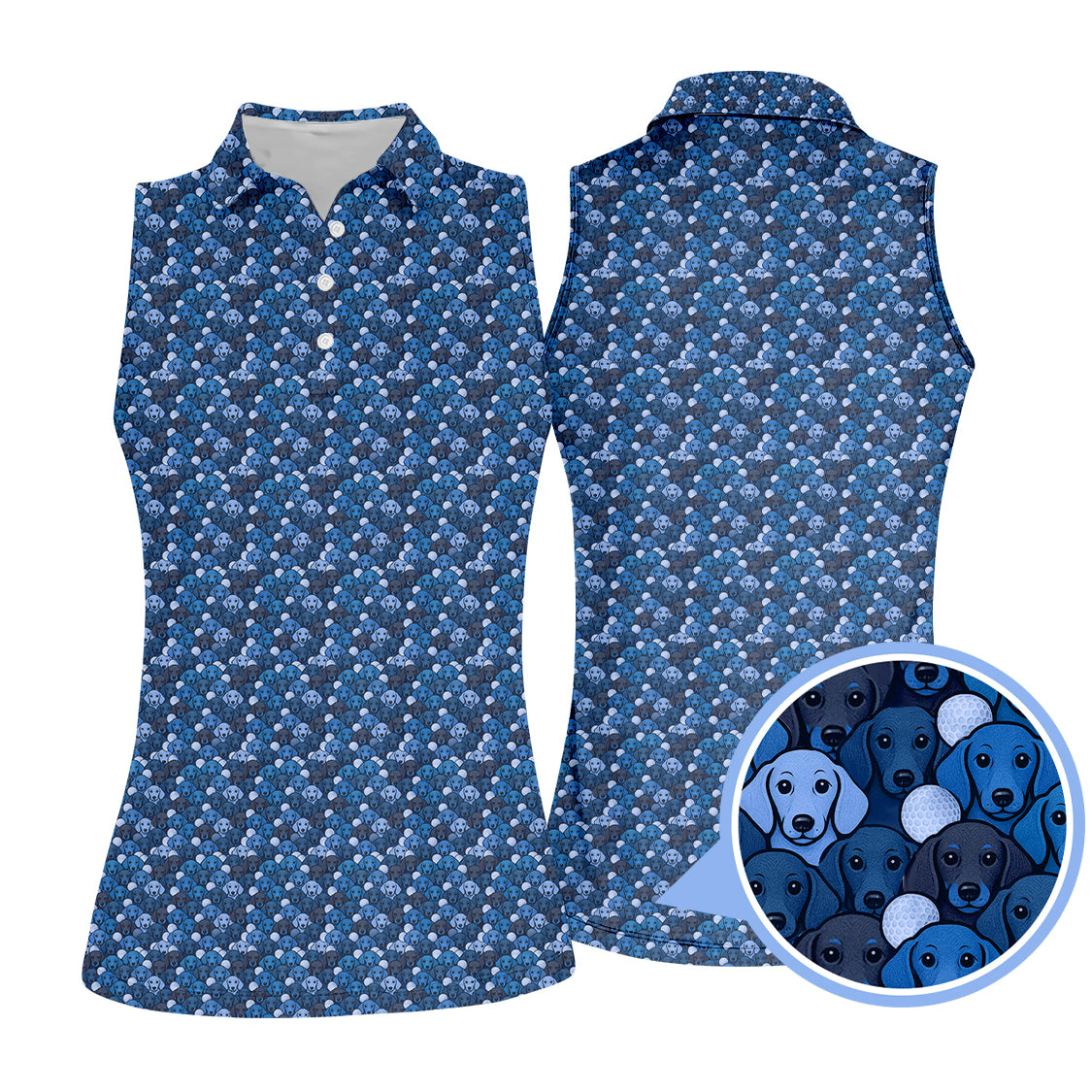 Dachshund Dog Pattern Golf Shirt With Navy Color , Funny Dachshund Golf Shirt For Women, Golf Gift For Dog Lover