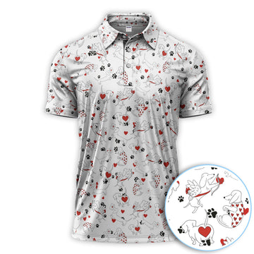 Funny Dachshund Polos For Golfer, Cupid Dog Pattern Golf Shirt, Golf Gift For Golfer