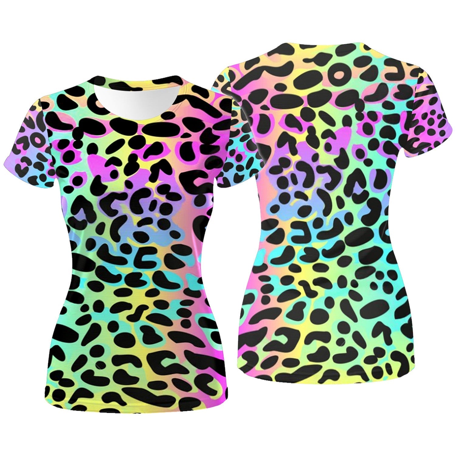 Rainbow Leopard Print Womens Golf Polo ShirtGolfing Apparel, Womens Golf Gifts