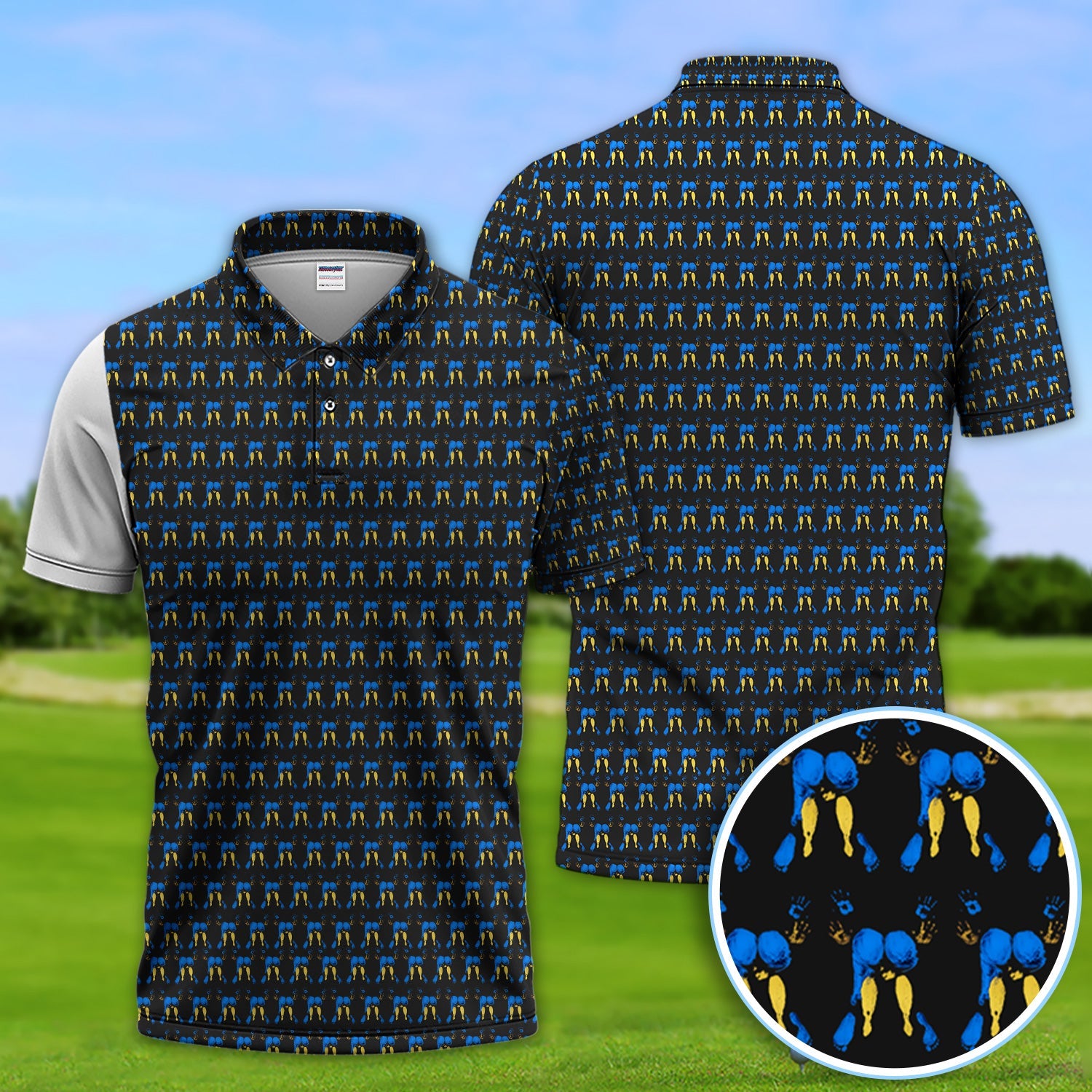 Abstract Footprint Pattern Golf Polos, Sexy Golf Shirt For Golfer, Golf Gift For Men