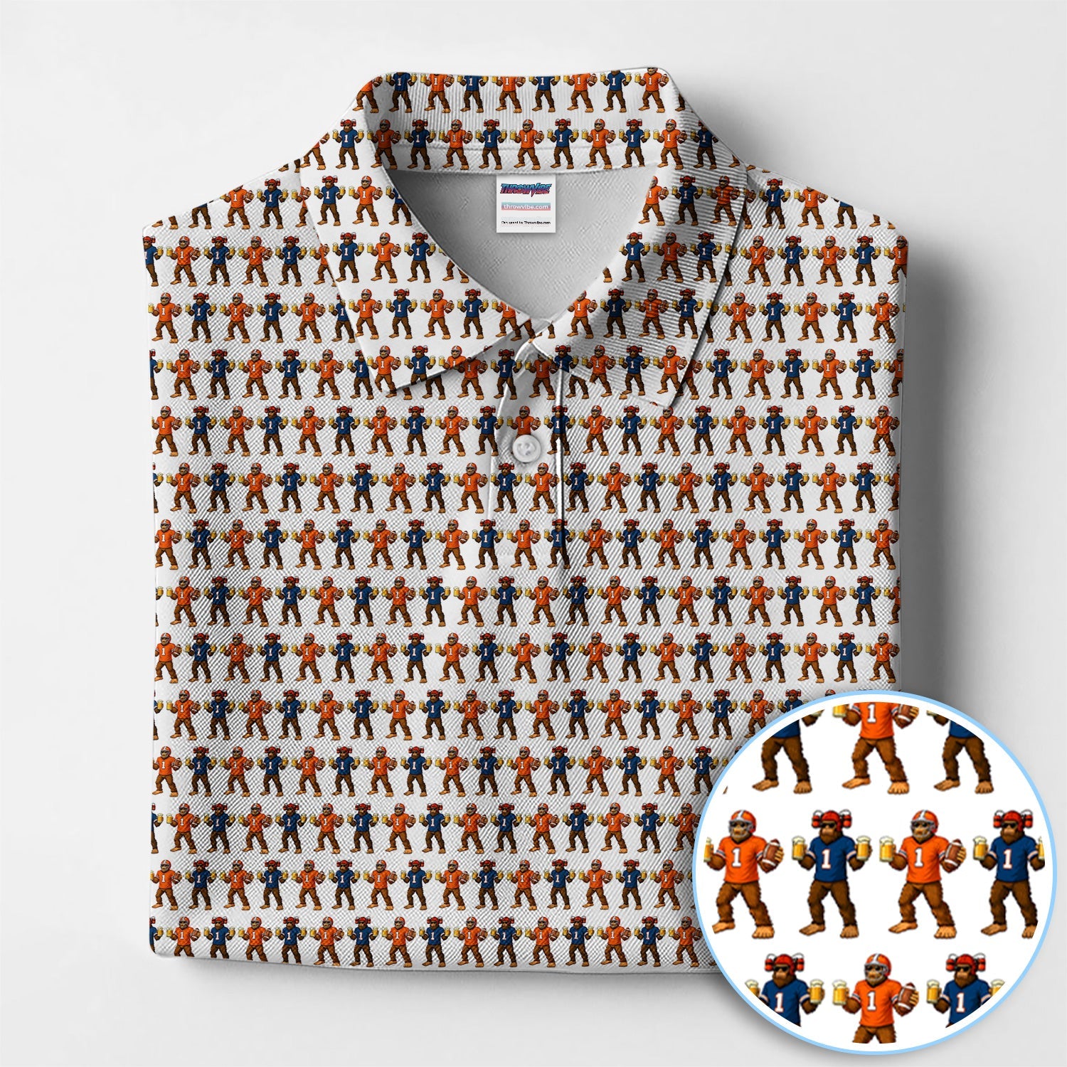 Bigfoot And Beer Pattern Golf Shirt, Sasquatch Golf Polos For Golfer, Golf Gift For Men