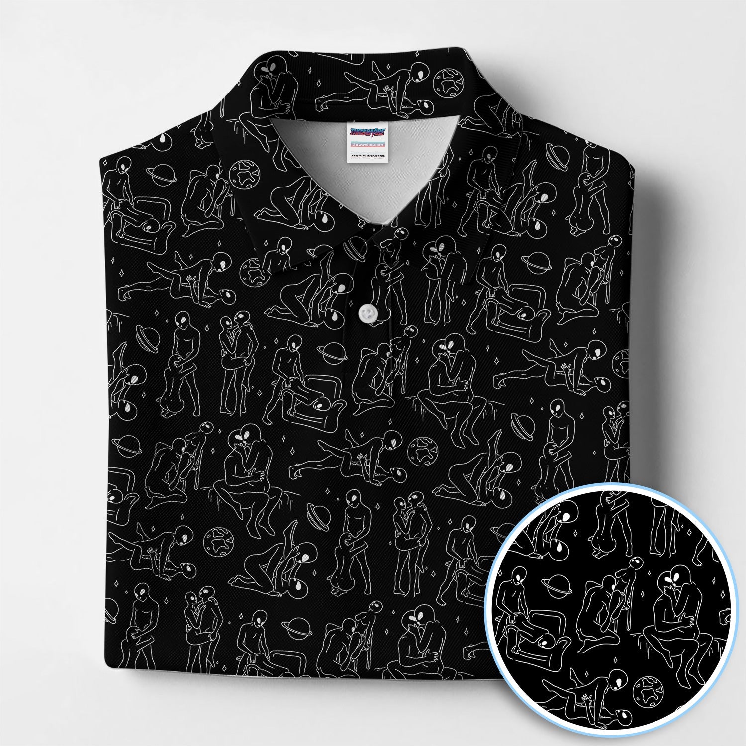 Minimalist Line Art Human Pattern Golf Polos, Funny Golf Shirt For Men, Crazy Golf Gift For Golfer