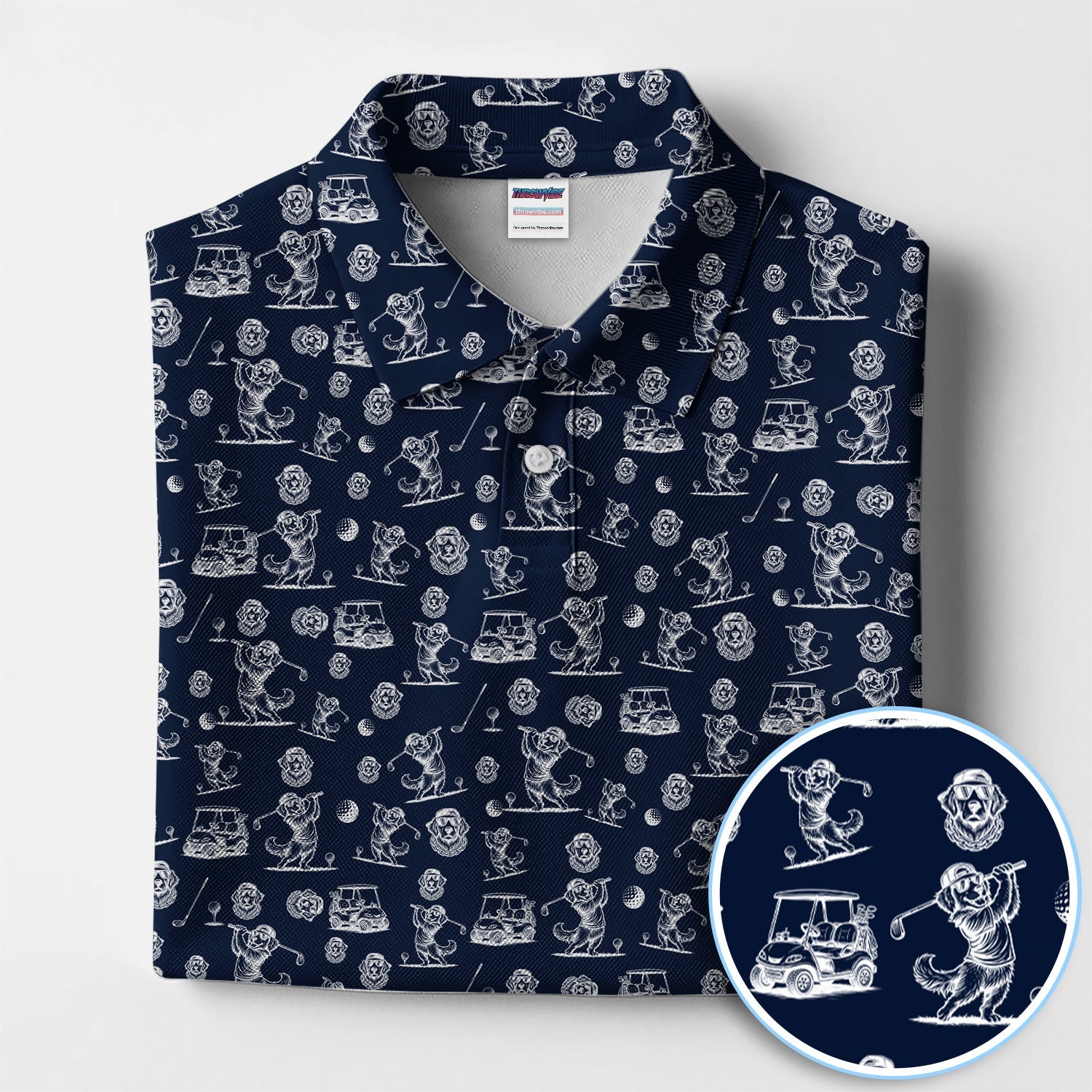 Funny Dachshund Pattern Golf Polos, Wiener Dog Golf Shirt For Golfer, Dog Dad Gift