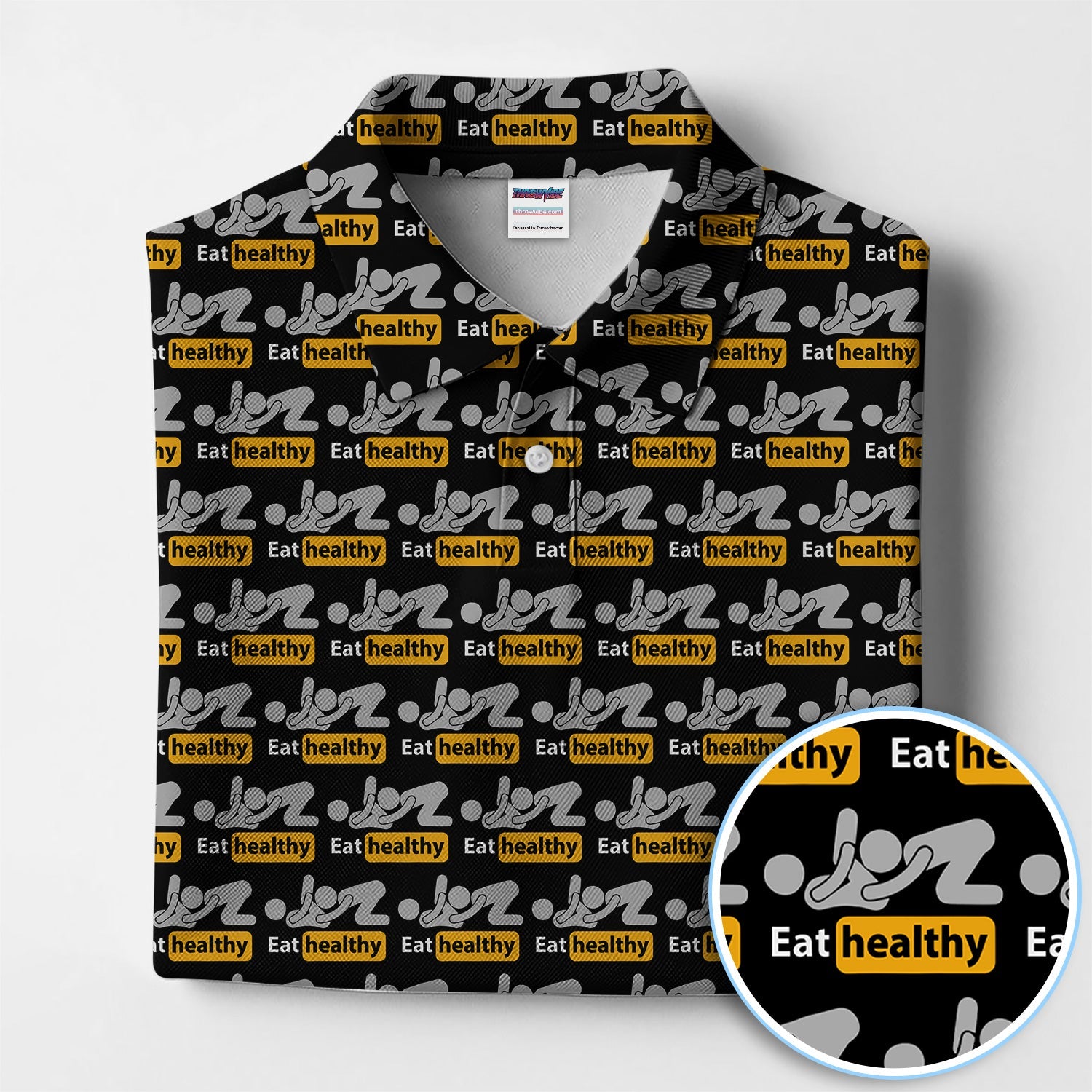 Eat Healthy Pattern Golf Polos, Crazy Modern Lifestyle Golf Shirt For Men, Golf Gift For Golfer