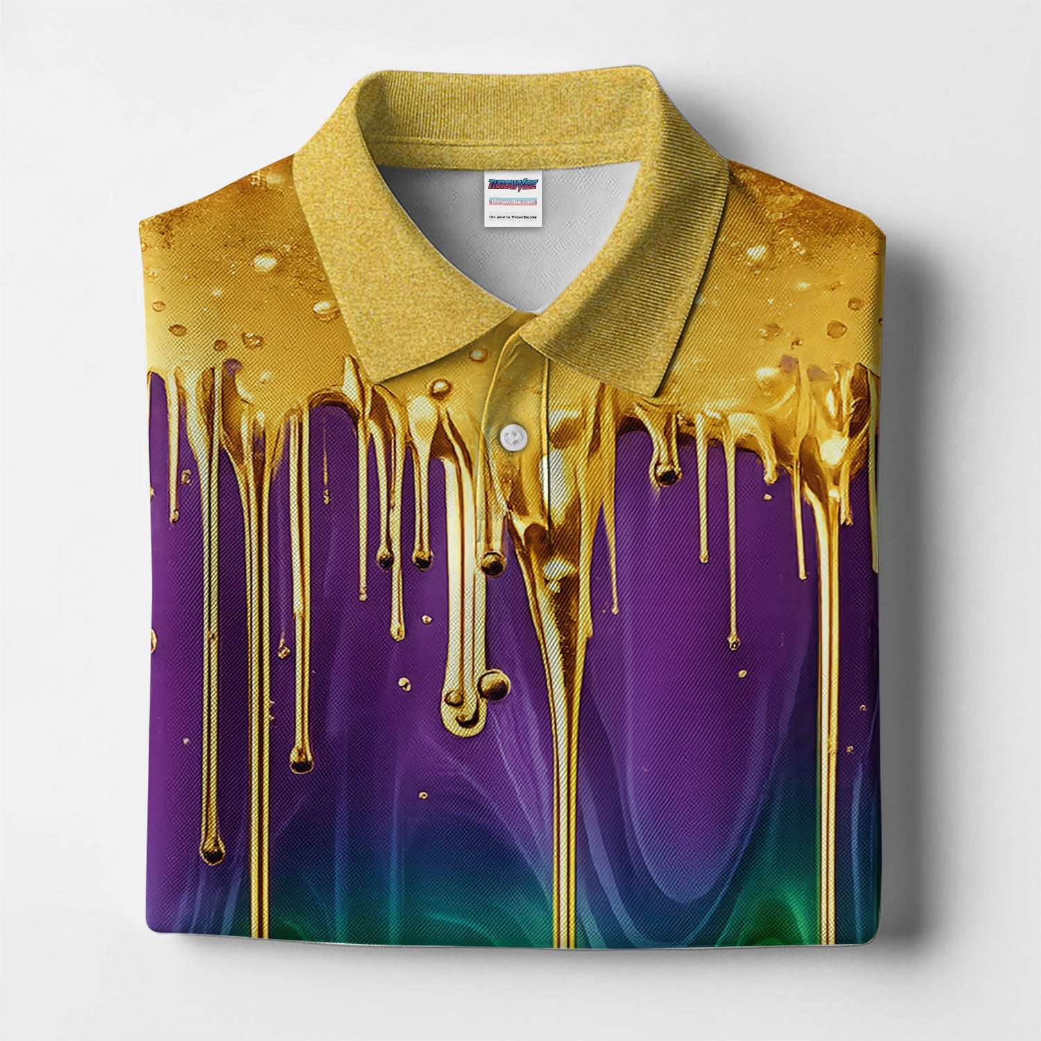 Mardi Gras Gradient Golf Shirt, Holiday Golf Polos For Men, Golf Gift For Golfer