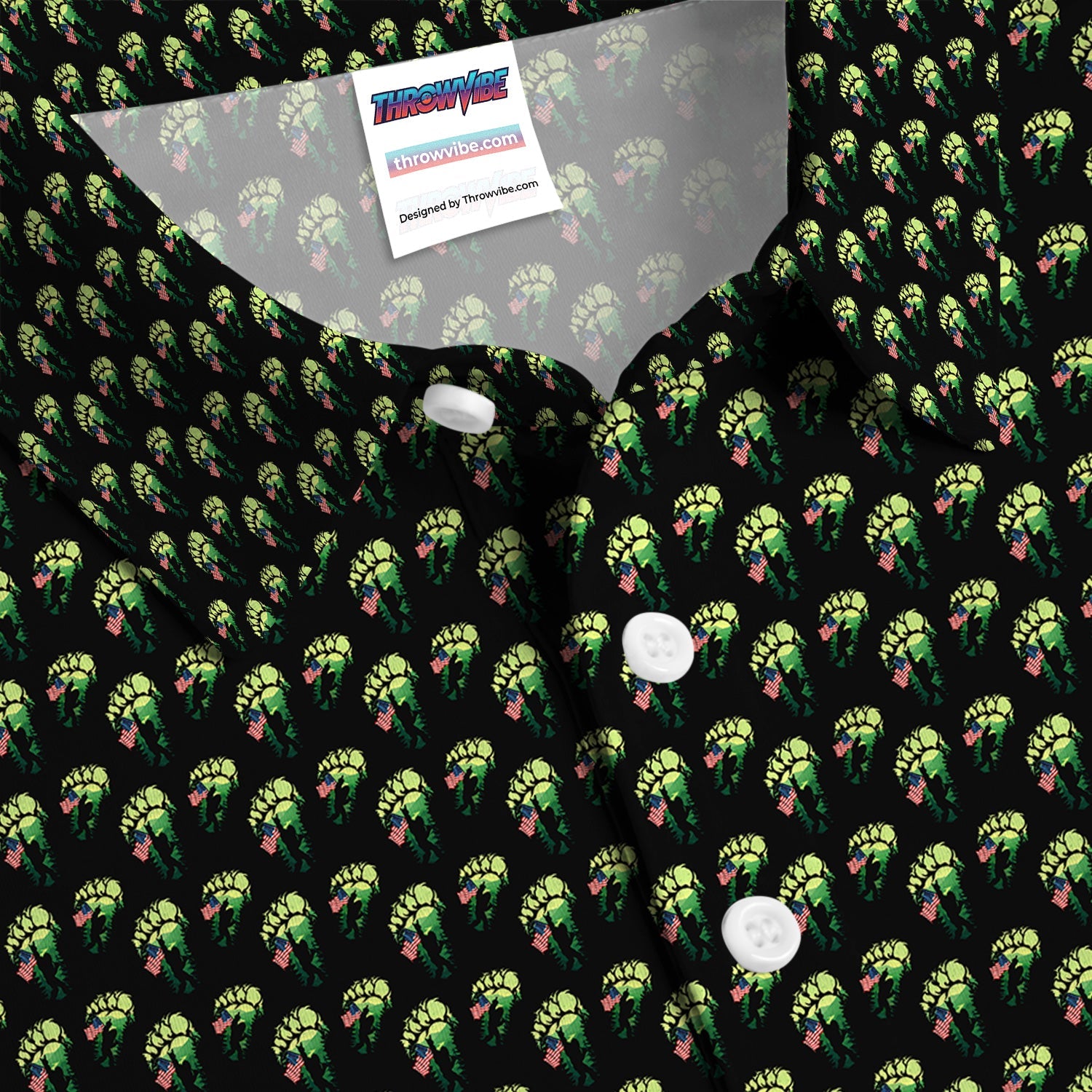 Bigfoot Patriotic Polo Shirt, American Flag Sasquatch Golf Shirt, Funny Bigfoot Footprint Pattern Polo For Men, Unique Gift For Golfer