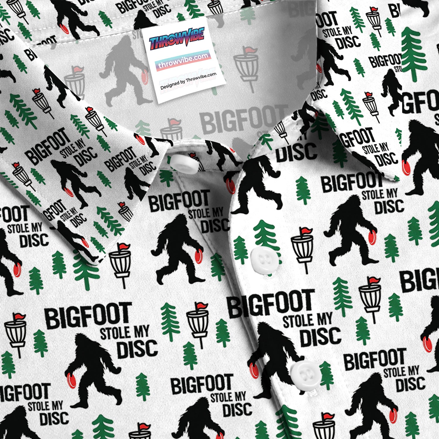 Funny Disc Golf Polo Shirt, Bigfoot Sasquatch Disc Golfer Gift Shirt for Men