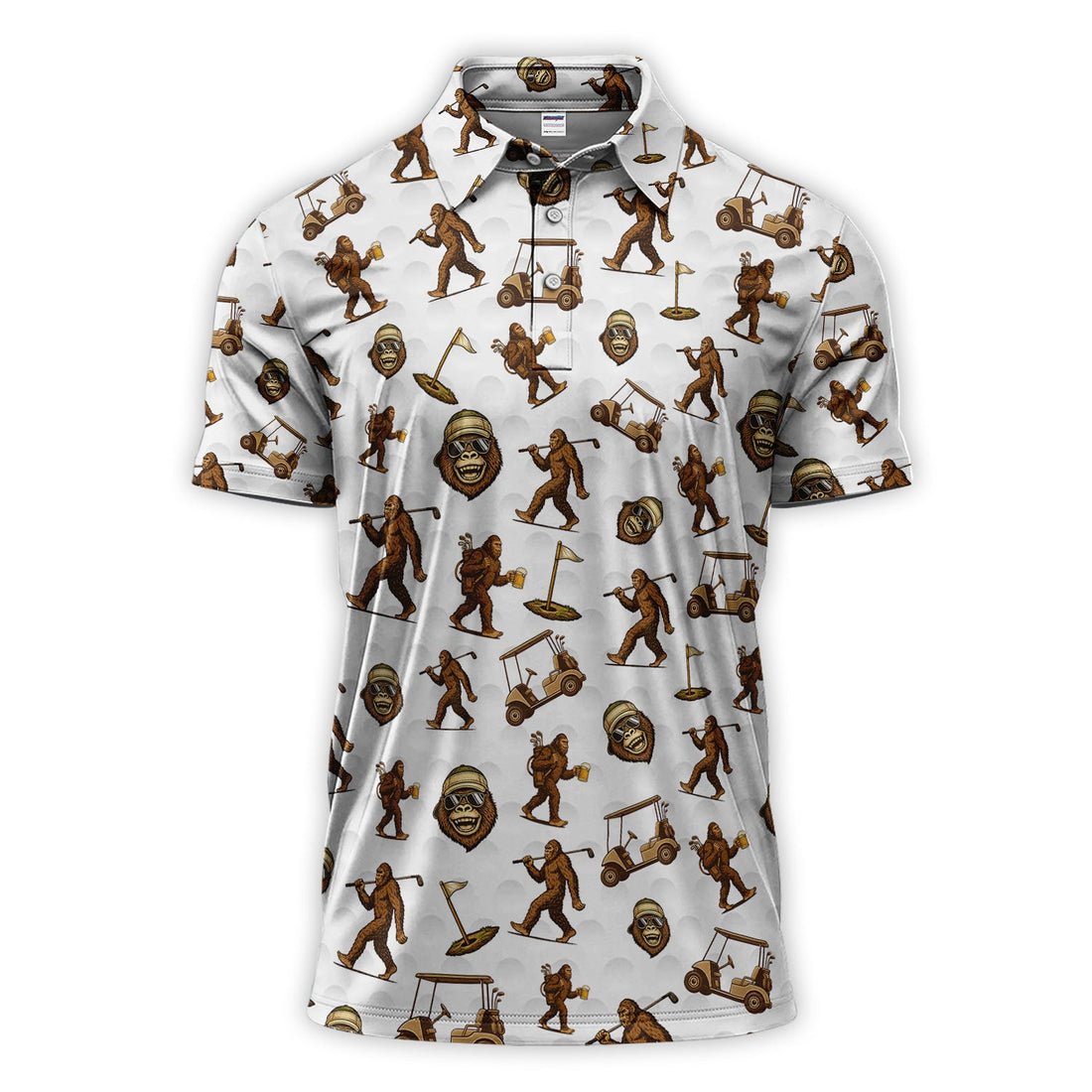 Sasquatch Pattern Golf Shirt For Men, Crazy Bigfoot Golf Polos, Funny Golf Gift For Golfer