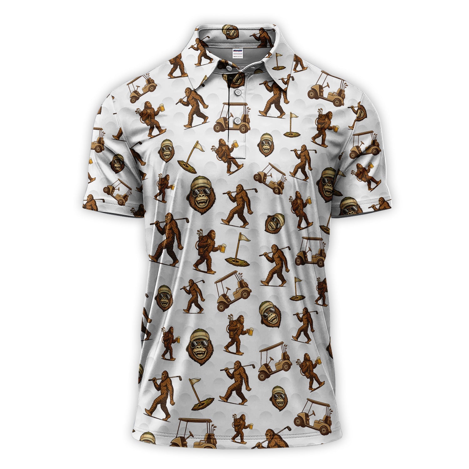 Sasquatch Pattern Golf Shirt For Men, Crazy Bigfoot Golf Polos, Funny Golf Gift For Golfer