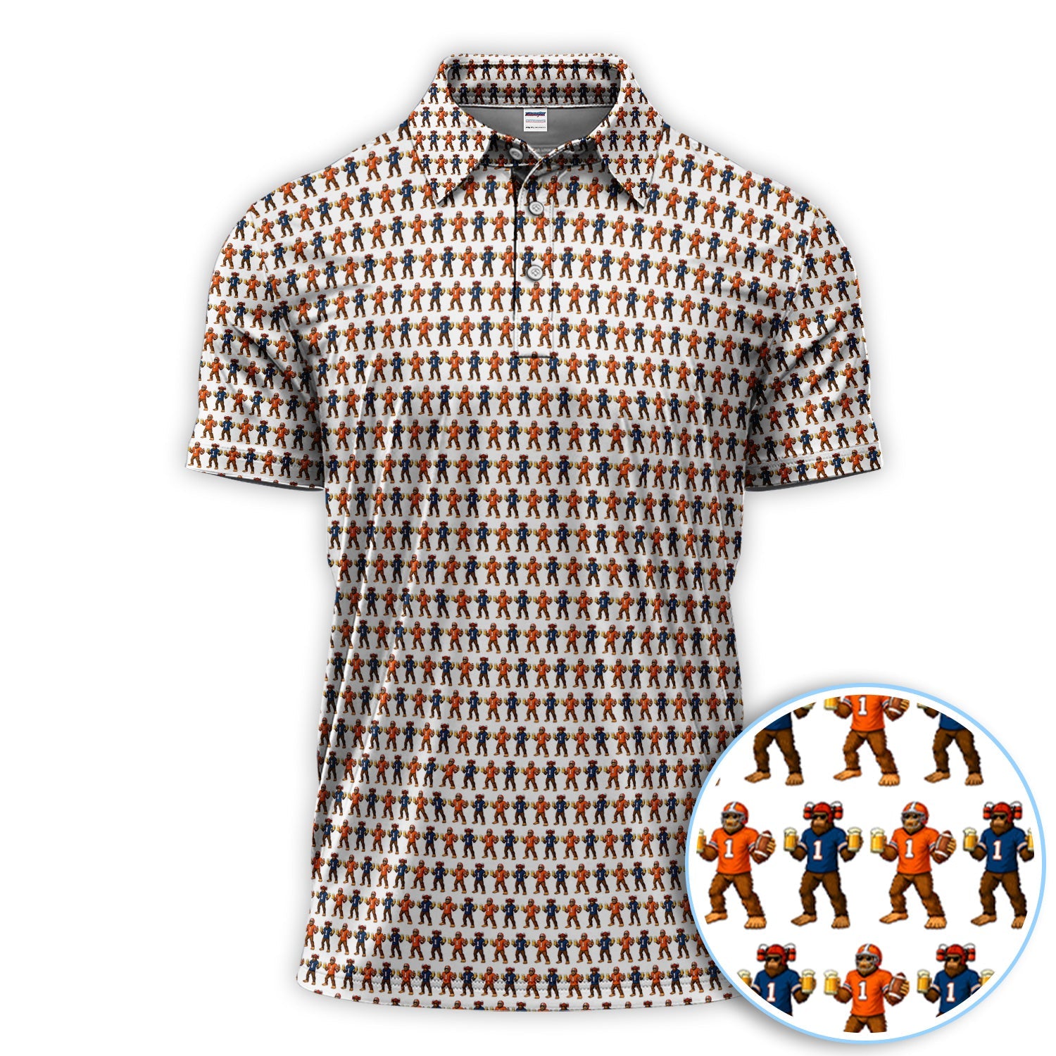 Bigfoot And Beer Pattern Golf Shirt, Sasquatch Golf Polos For Golfer, Golf Gift For Men