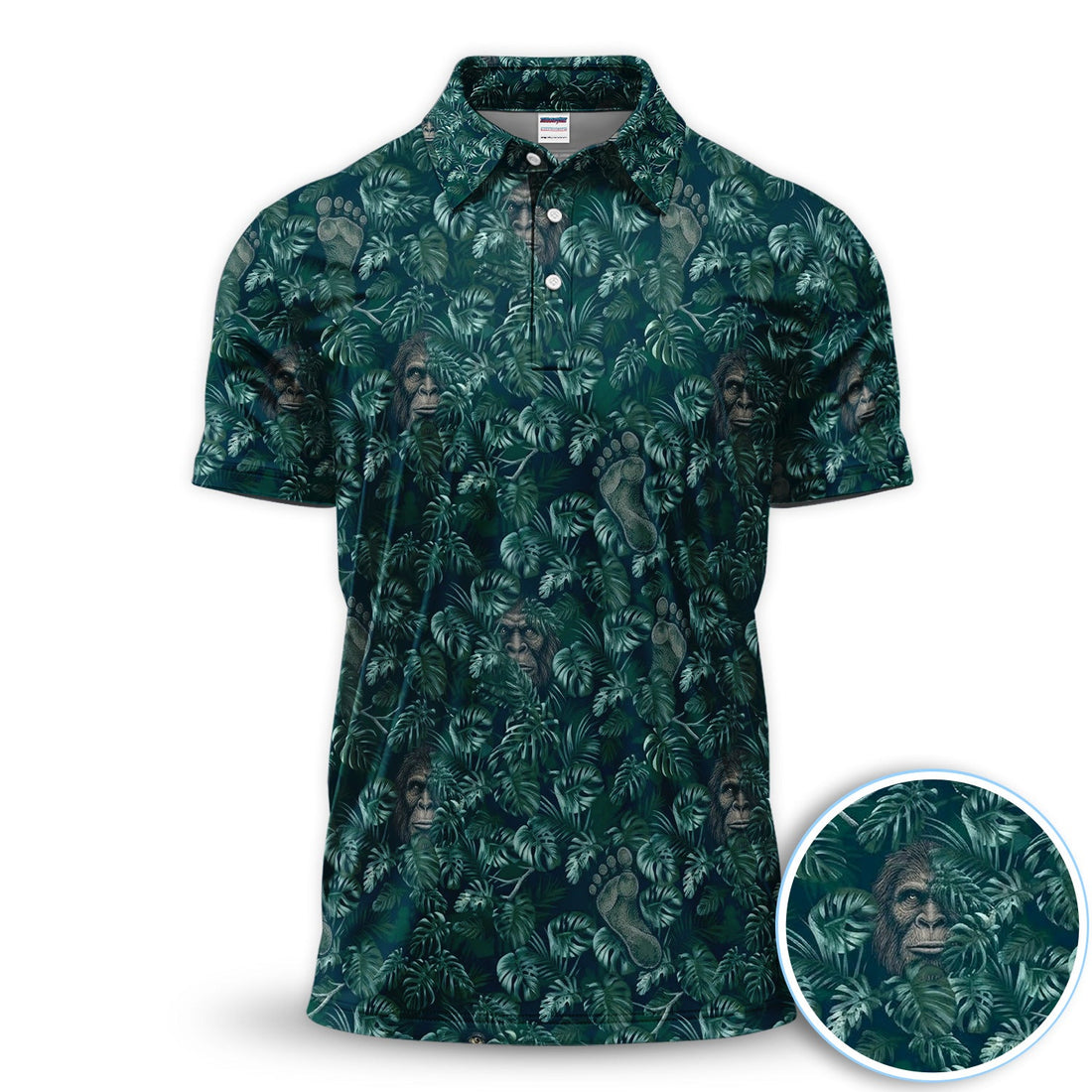 Funny Hidden Gorilla Jungle Golf Pattern Shirt, Bigfoot Footprint Golf Shirt For Men, Golfer Gift