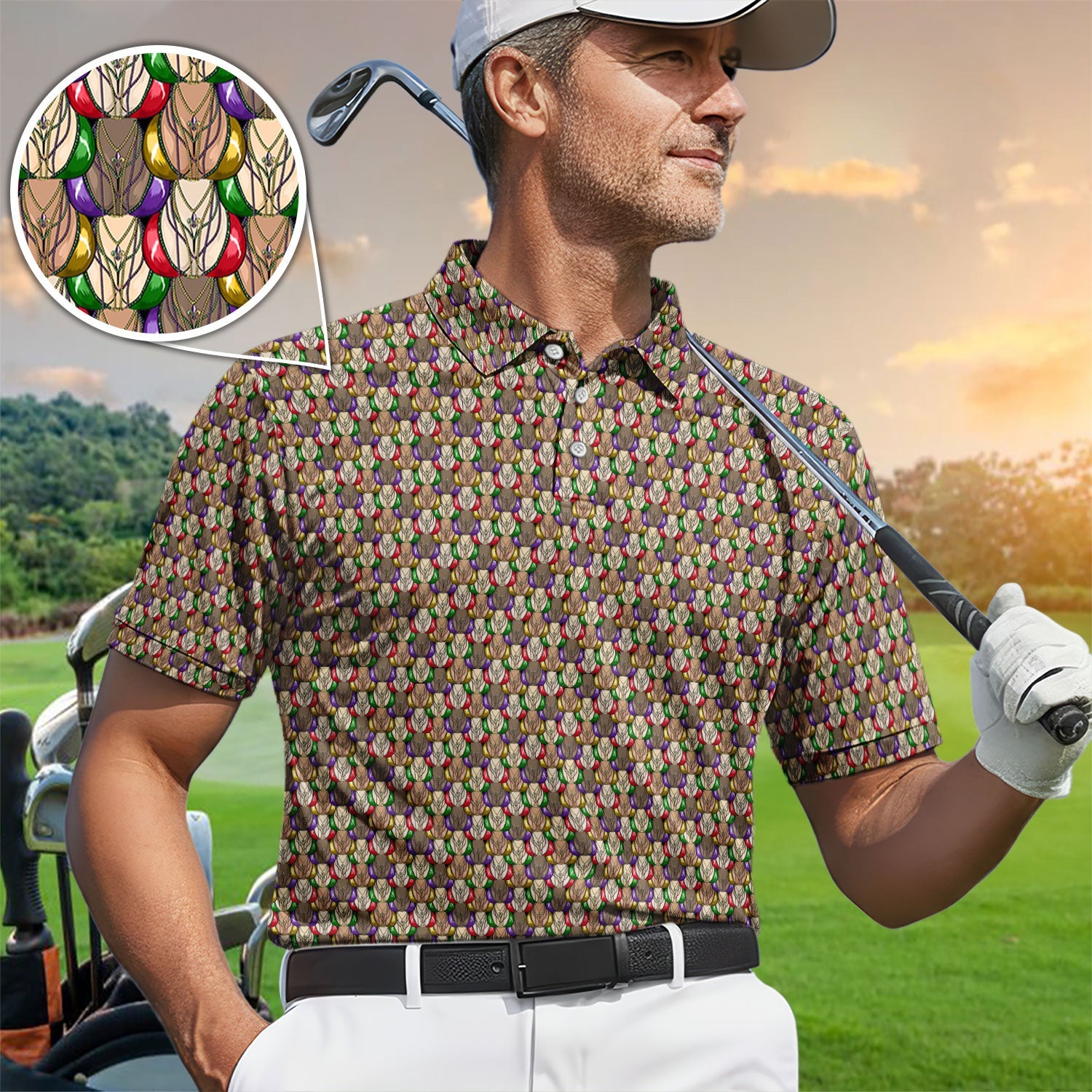 Funny Pattern Golf Polos, Crazy Golf Shirt For Men, Golf Gift For Golfer