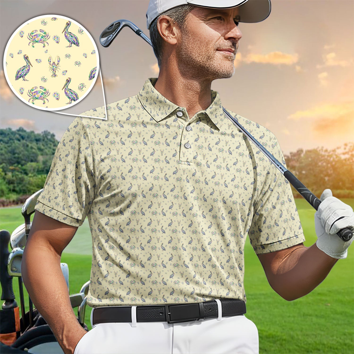 Crazy Mardi Gras Golf Polos For Golfer, Funny Holiday Pattern Golf Shirt, Golf Gift For Men
