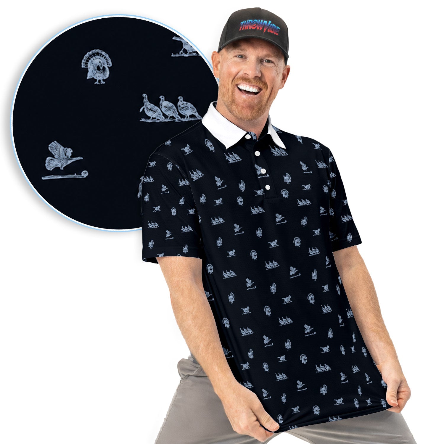Vintage Turkey Hunting Golf Pattern Shirt, Wild Turkey Camo Golf Shirt For Men, Hunter Gift