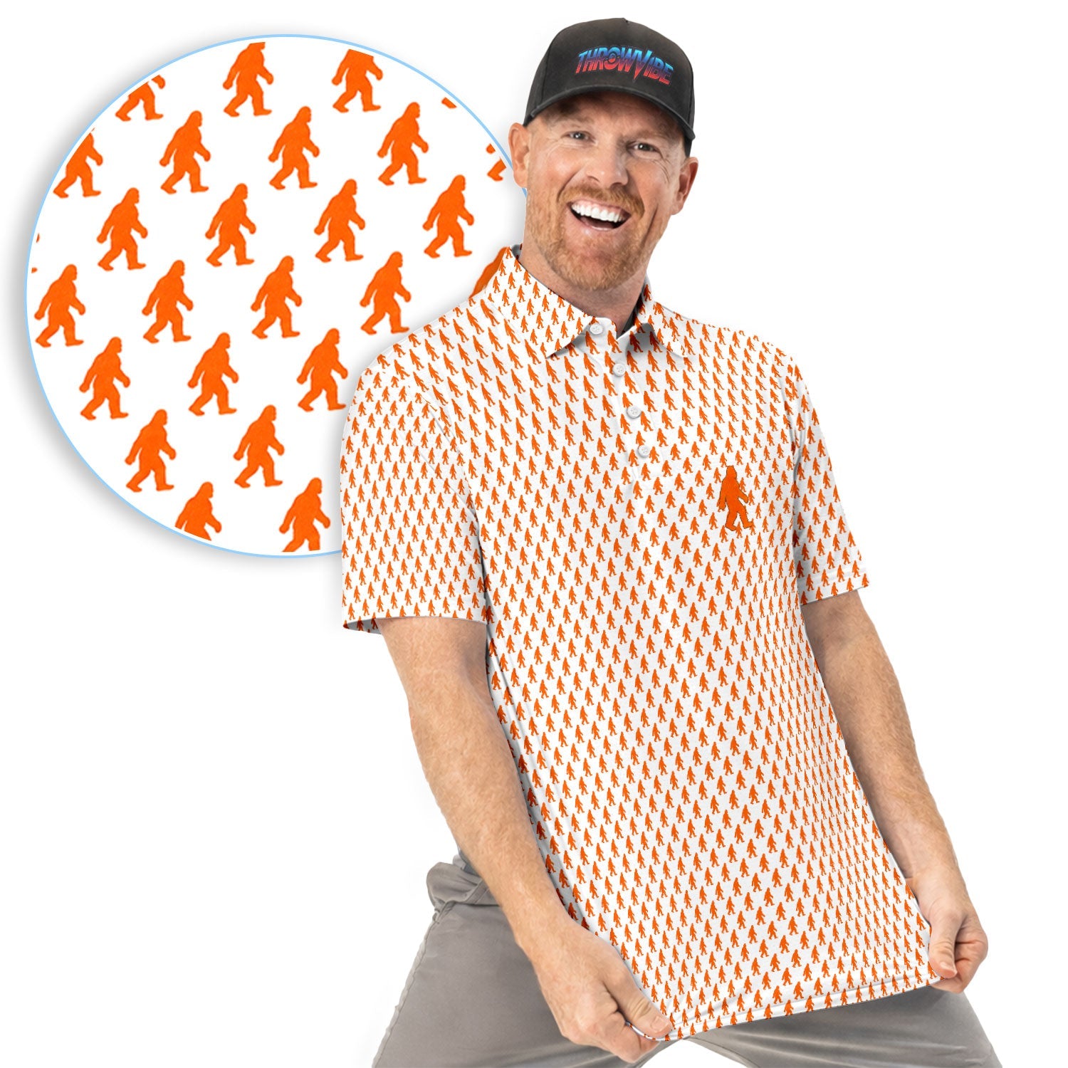Bigfoot Golf Pattern Shirt, Sasquatch Golf Polo Shirt For Men, Golfer Gift