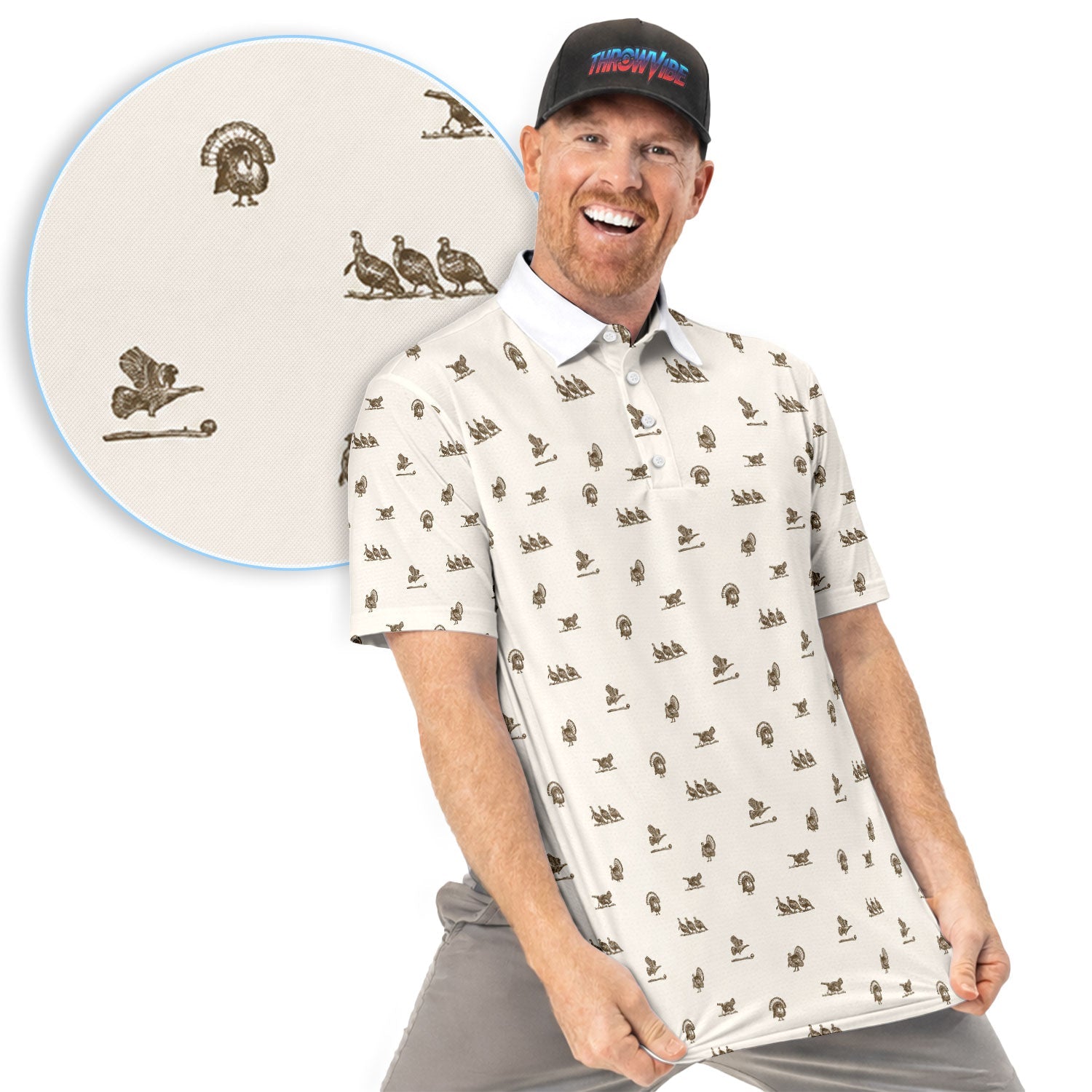 Vintage Turkey Hunting Golf Pattern Shirt, Wild Turkey Camo Golf Shirt For Men, Hunter Gift
