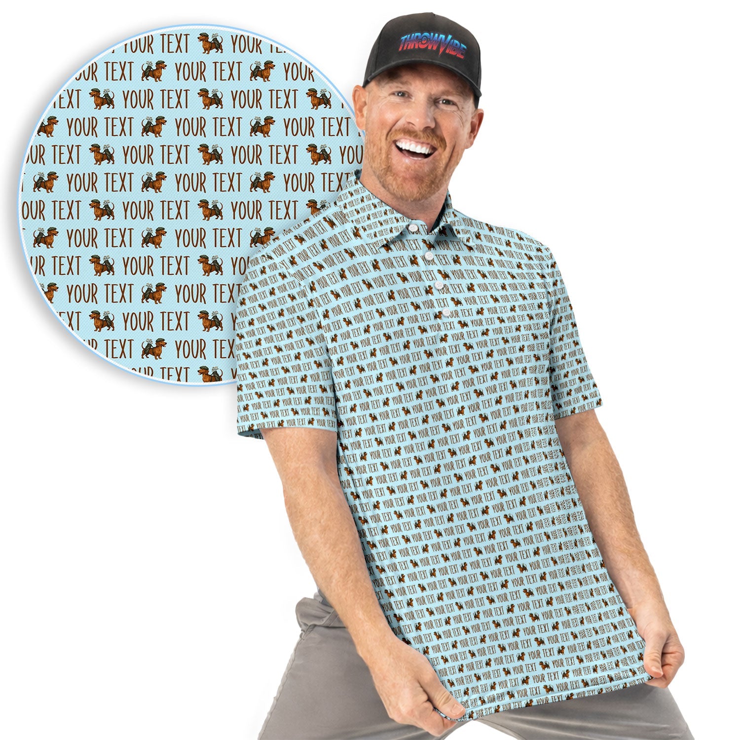 Personalized Dachshund Golf Polos, Seamless Pattern Golf Shirt For Men, Funny Golf Shirt