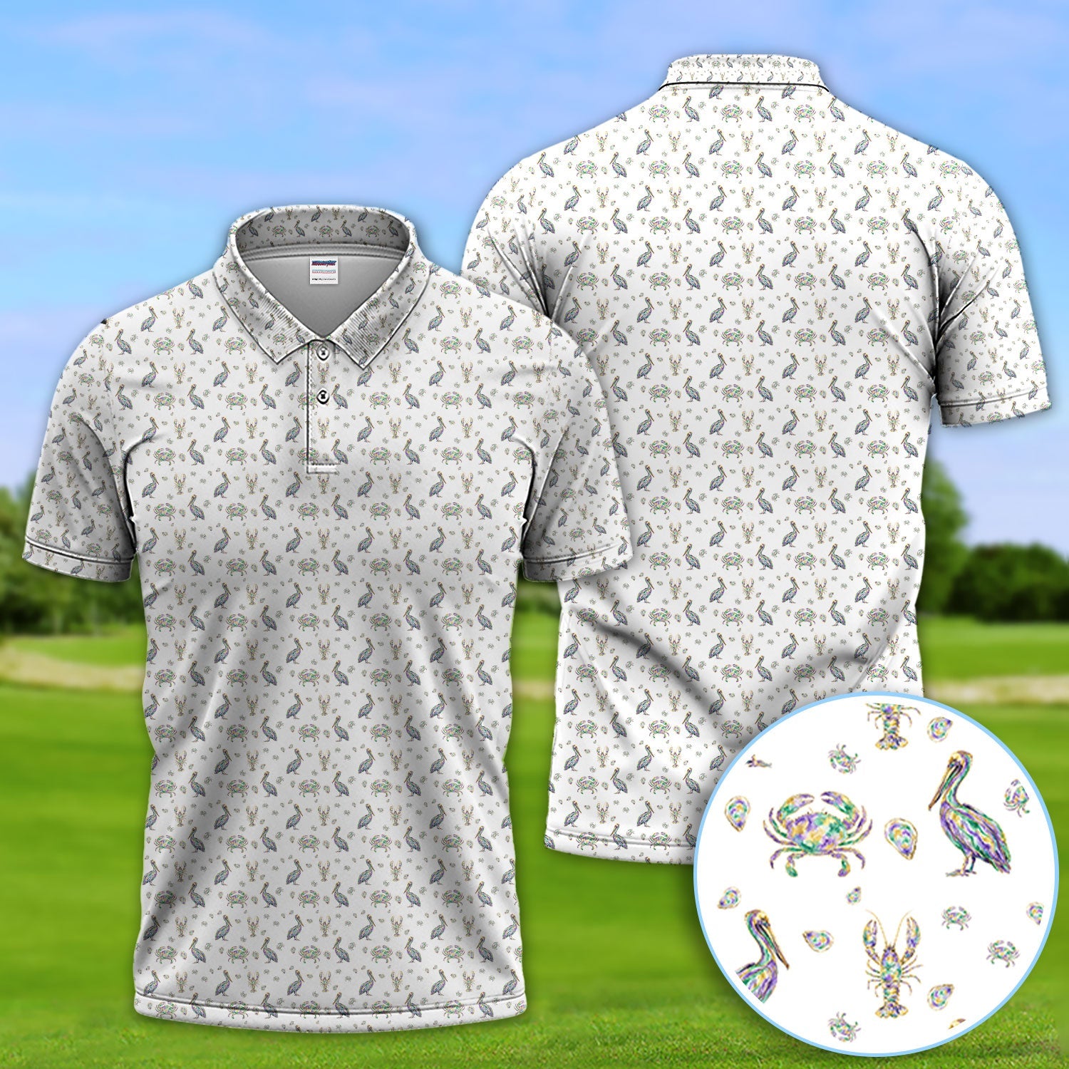 Crazy Mardi Gras Golf Polos For Golfer, Funny Holiday Pattern Golf Shirt, Golf Gift For Men