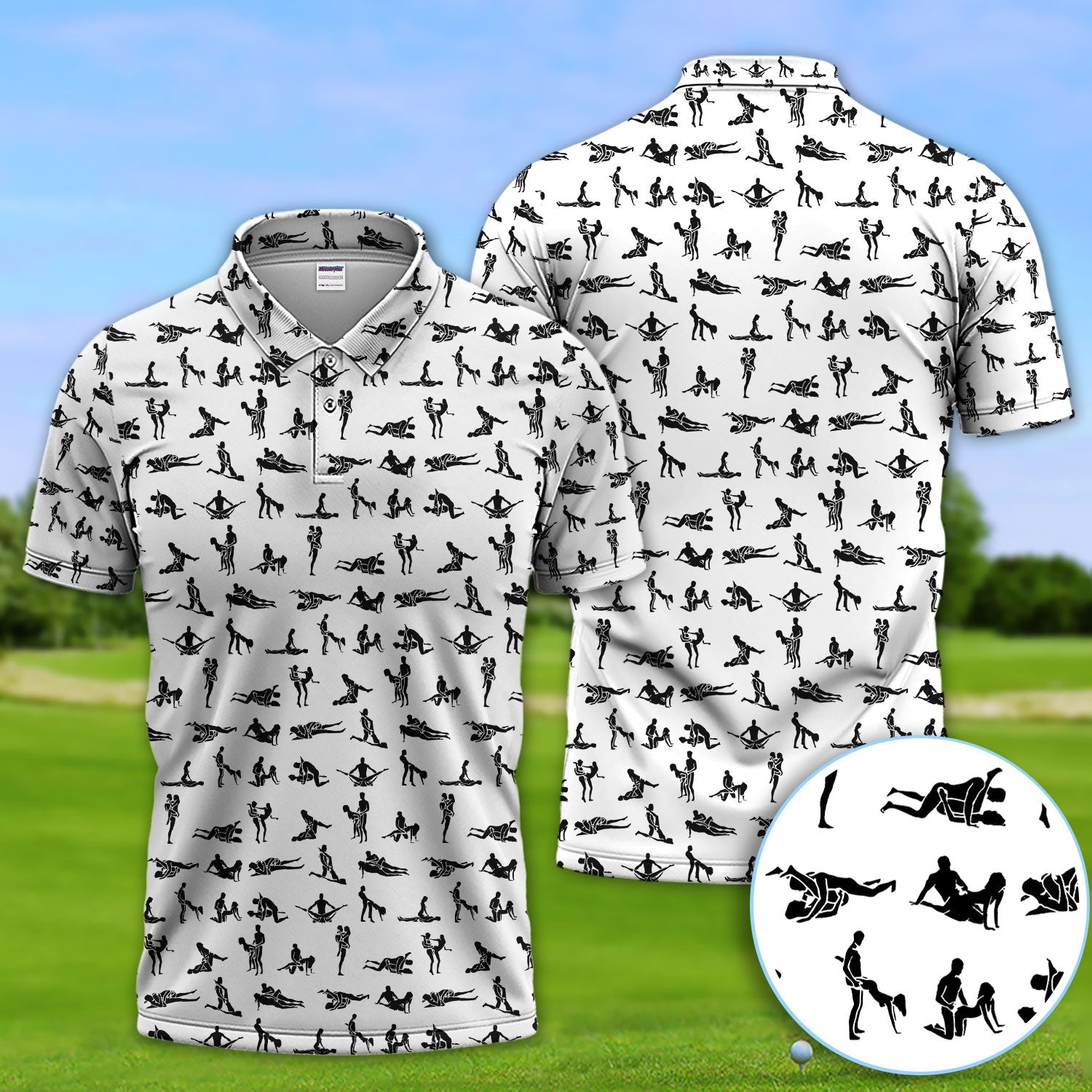Naughty Couple Golf Polos For Golfer, Sexy Pattern Golf Shirt, Golf Gift For Men