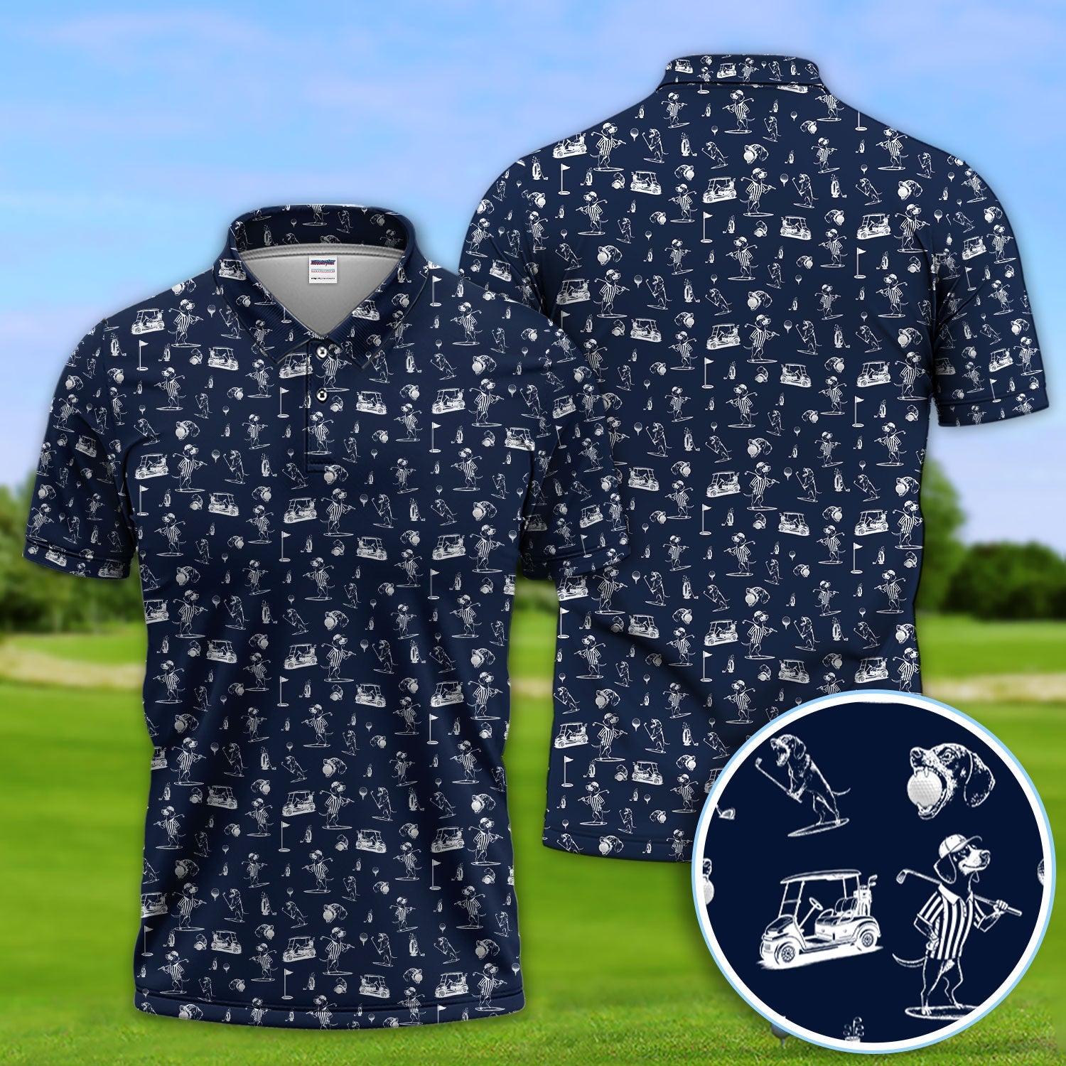 Dachshund Pattern Golf Shirt, Crazy Wiener Dog Golf Polos, Golf Gift For Dogs Lover