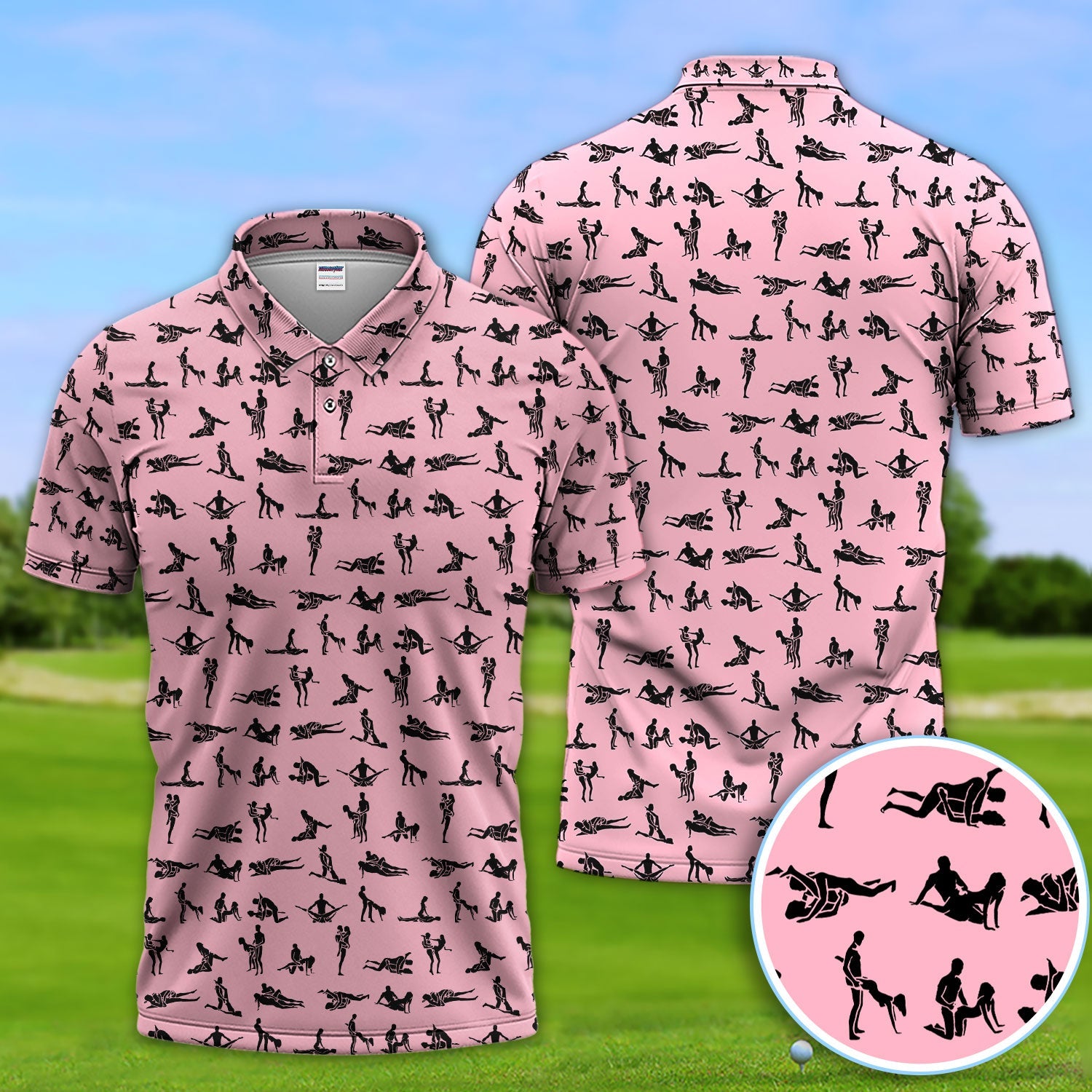 Naughty Couple Golf Polos For Golfer, Sexy Pattern Golf Shirt, Golf Gift For Men