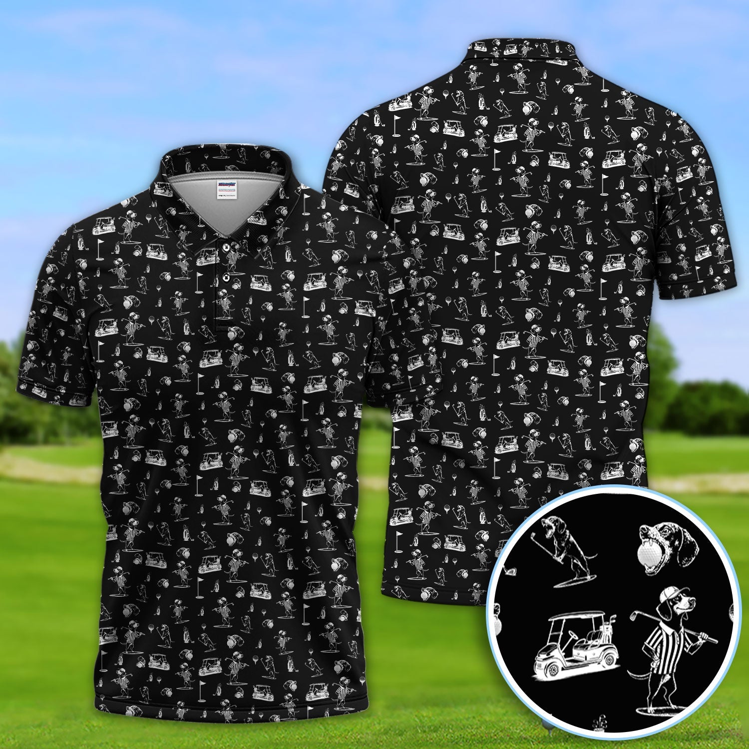 Dachshund Pattern Golf Shirt, Crazy Wiener Dog Golf Polos, Golf Gift For Dogs Lover
