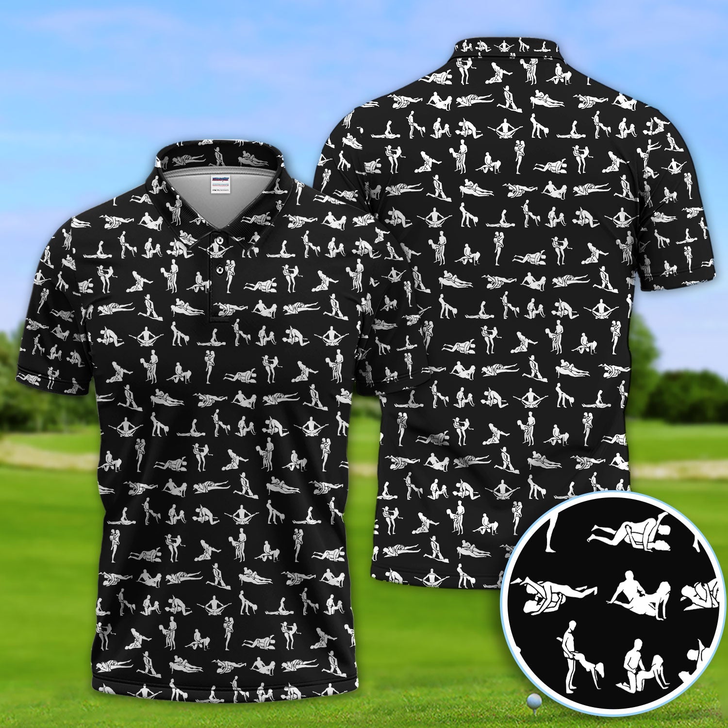 Naughty Couple Golf Polos For Golfer, Sexy Pattern Golf Shirt, Golf Gift For Men