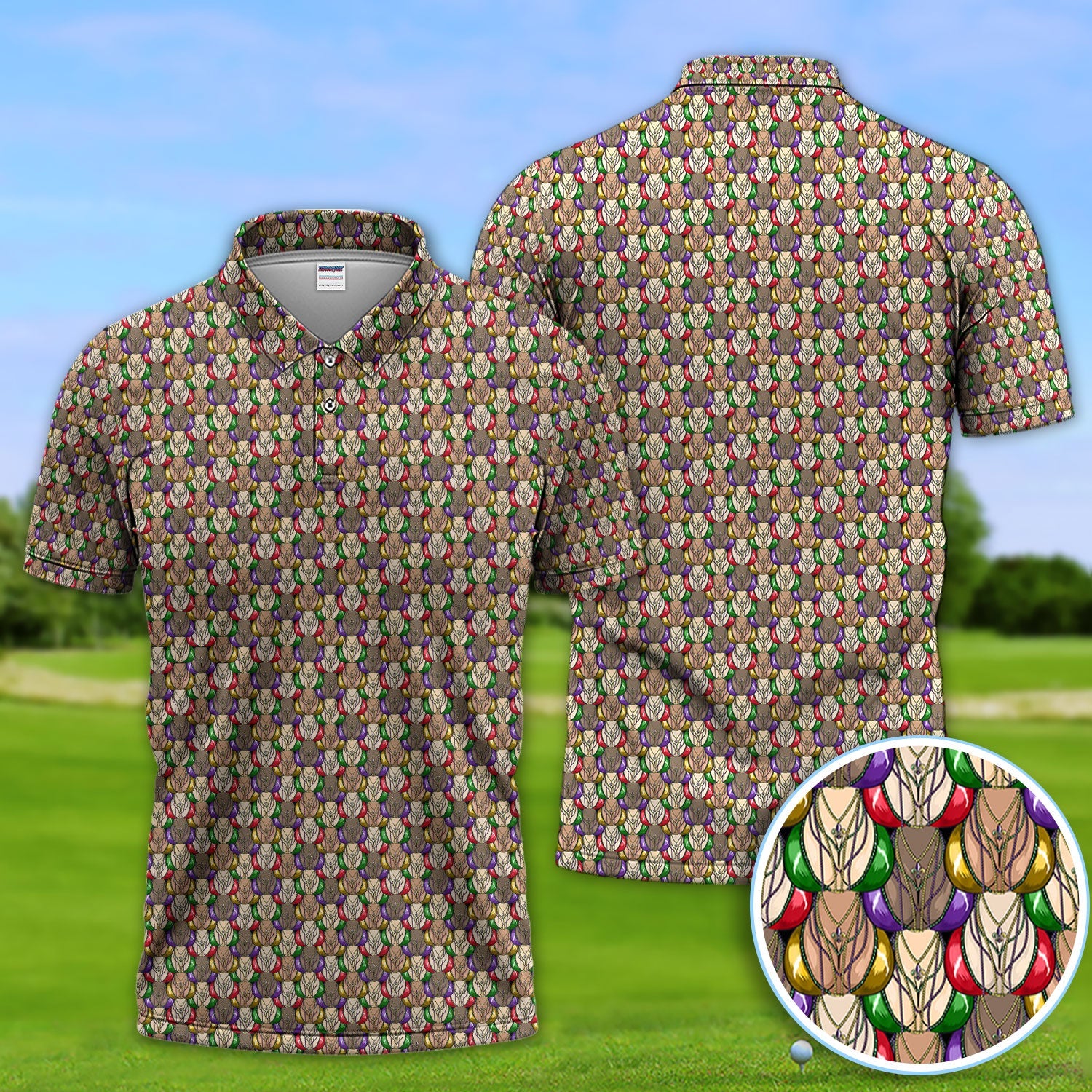 Funny Pattern Golf Polos, Crazy Golf Shirt For Men, Golf Gift For Golfer