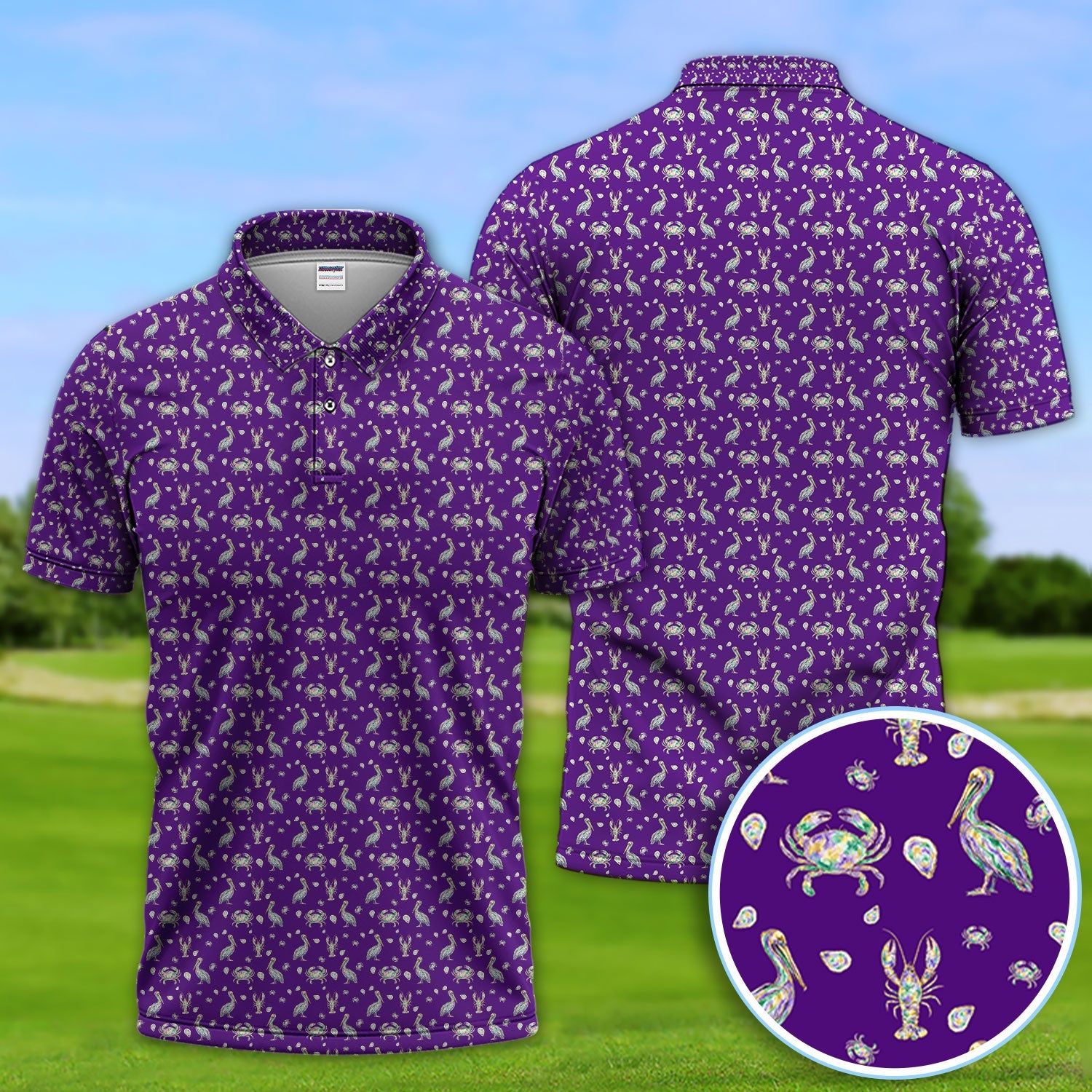 Crazy Mardi Gras Golf Polos For Golfer, Funny Holiday Pattern Golf Shirt, Golf Gift For Men