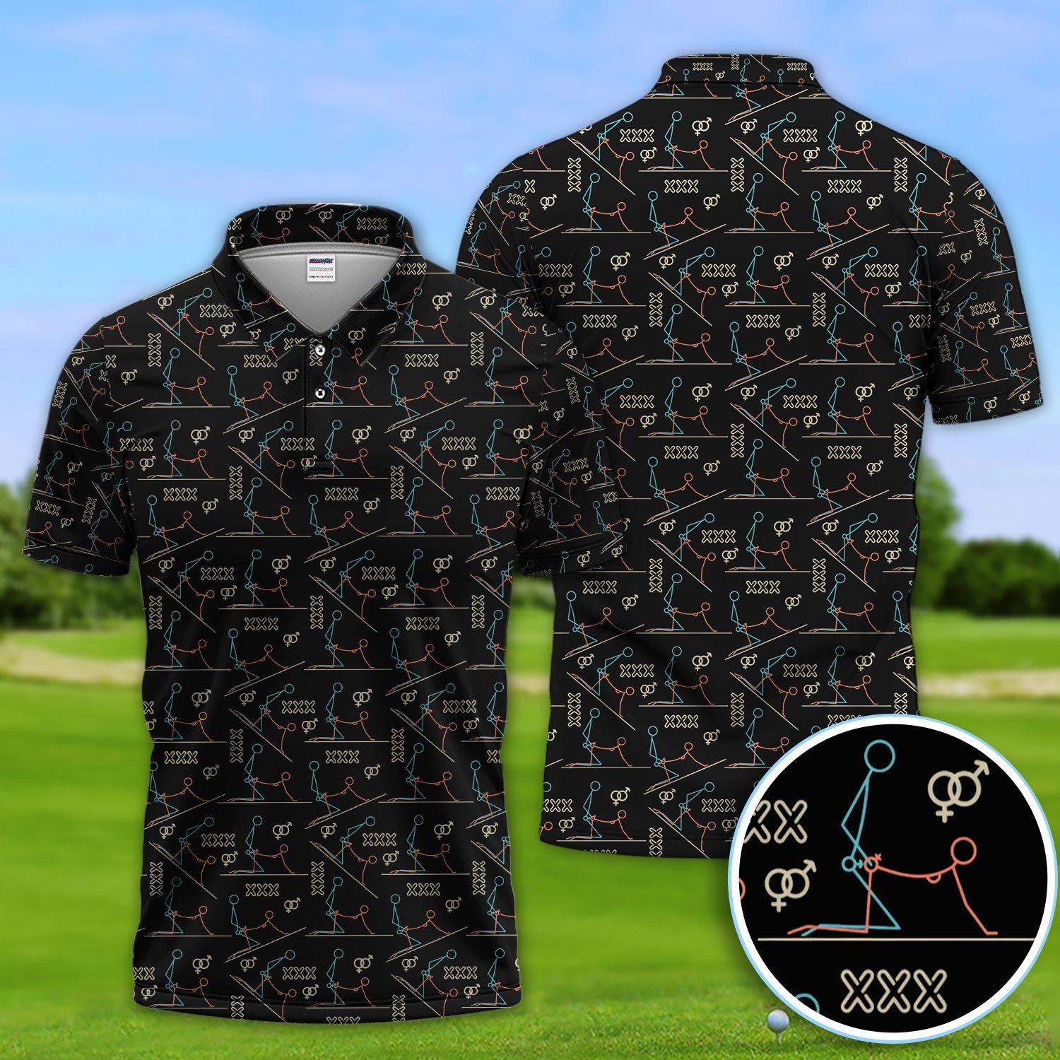 Abstract Line Art Pattern Golf Polos, Sexy Golf Shirt For Golfer, Golf Gift For Men