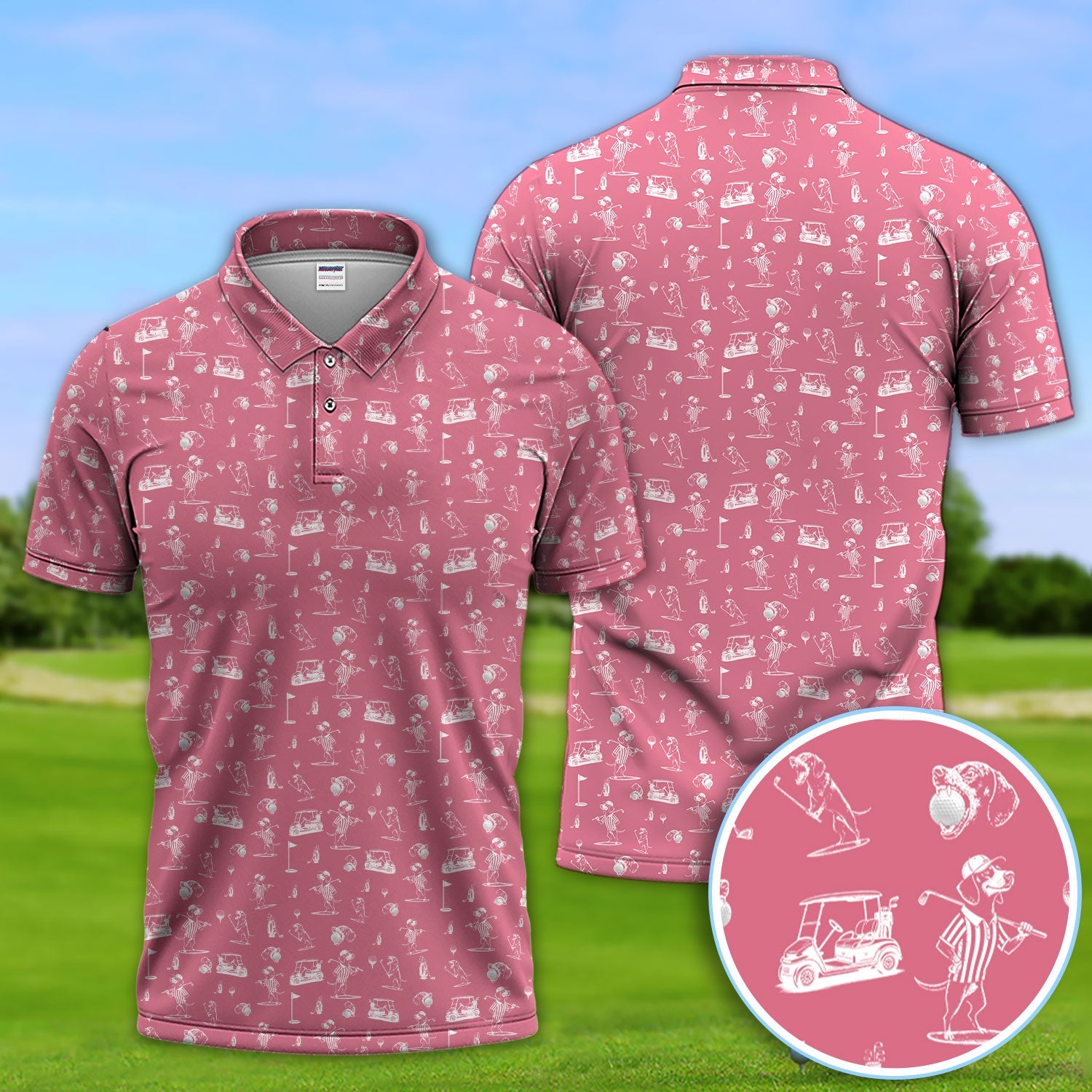 Dachshund Pattern Golf Shirt, Crazy Wiener Dog Golf Polos, Golf Gift For Dogs Lover