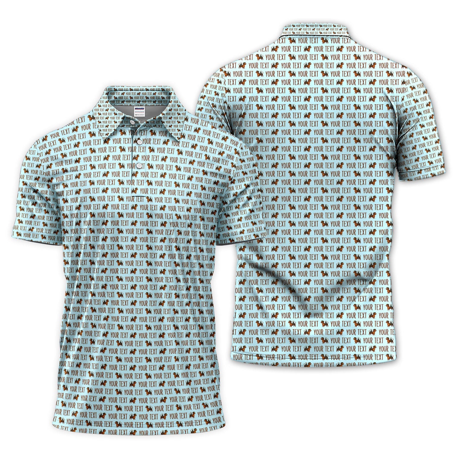 Personalized Dachshund Golf Polos, Seamless Pattern Golf Shirt For Men, Funny Golf Shirt