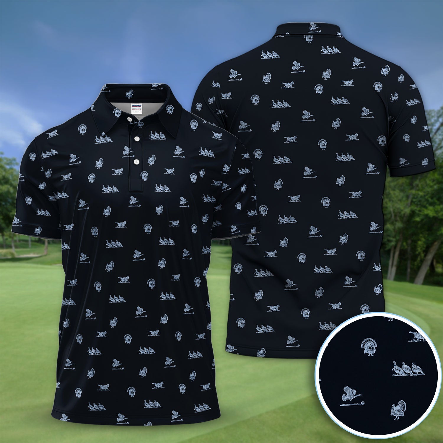 Vintage Turkey Hunting Golf Pattern Shirt, Wild Turkey Camo Golf Shirt For Men, Hunter Gift