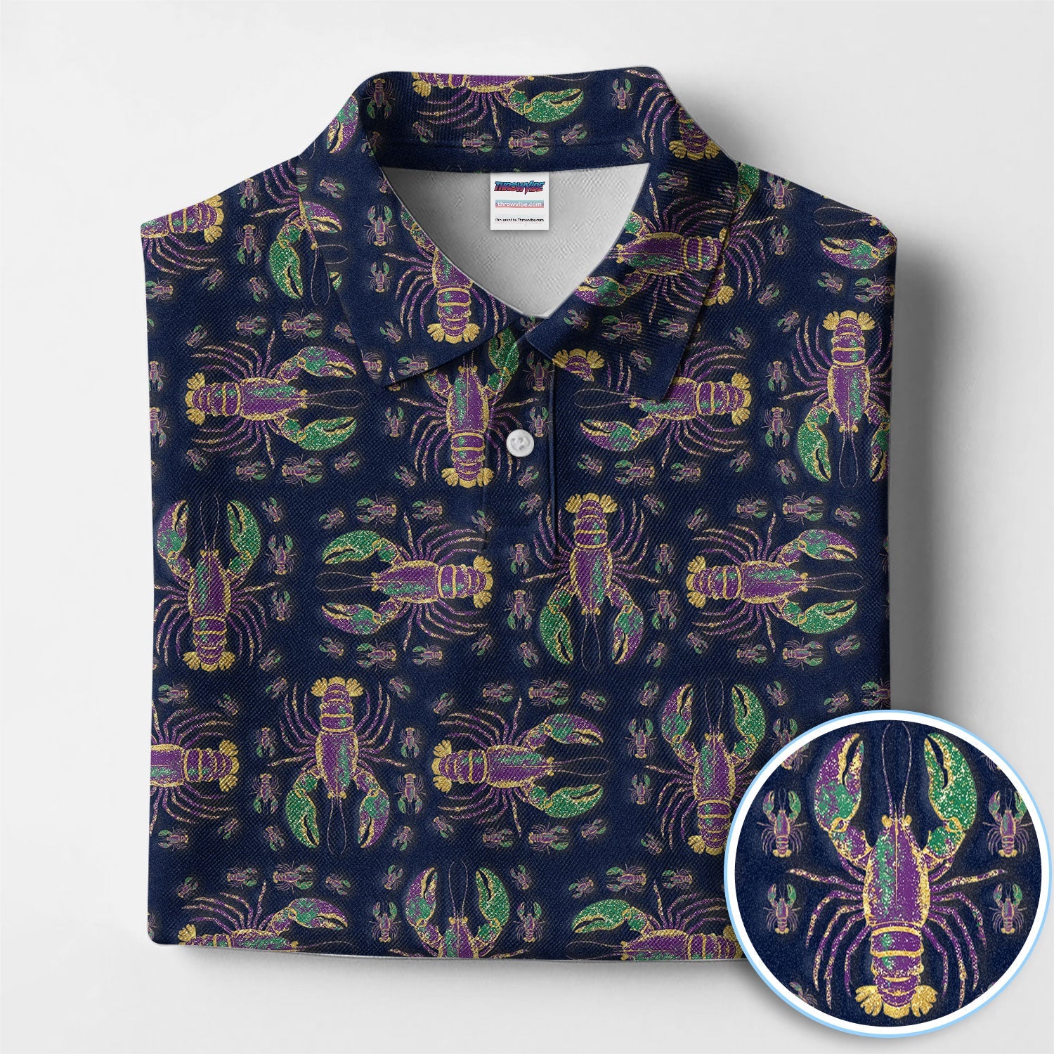 Louisiana Crawfish Pattern Golf Shirt, Mardi Gras Golf Polos For Golfer