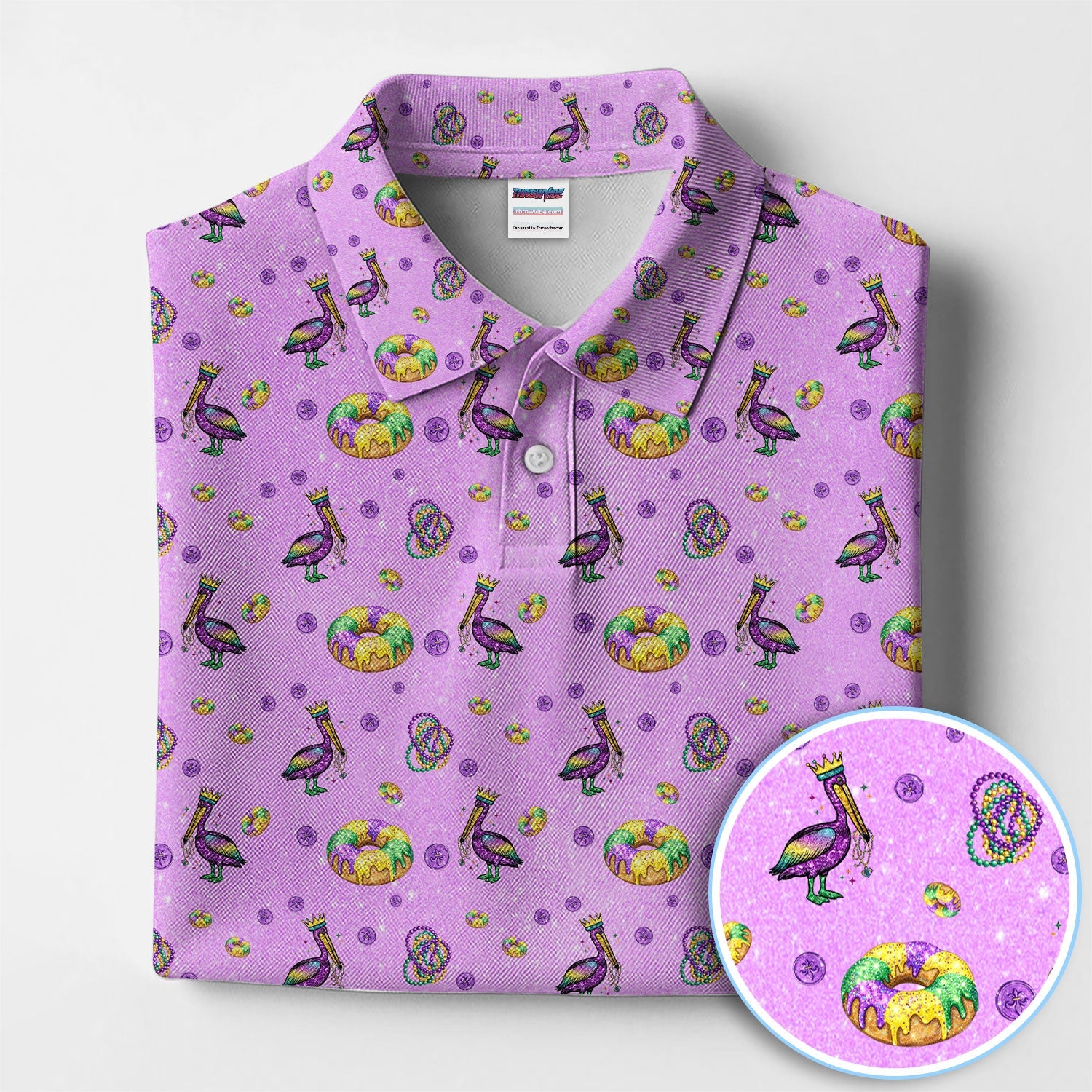Funny Mardi Gras Pattern Golf Polos, Carnival Golf Shirt For Men, Golf Gift For Golfer