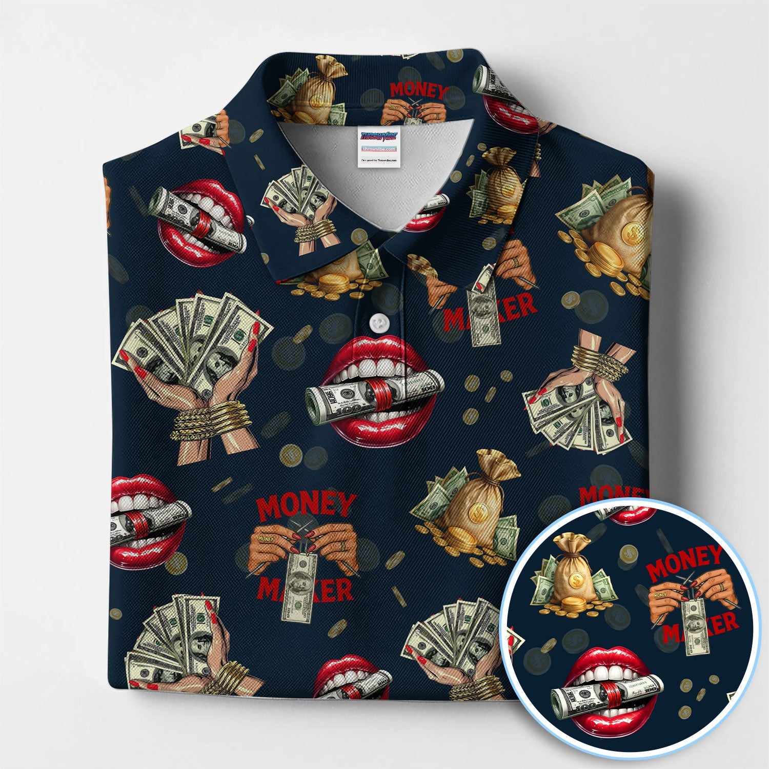 Funny Money Golf Shirt, Make Money Pattern Golf Polos, Crazy Golf Gift For Men