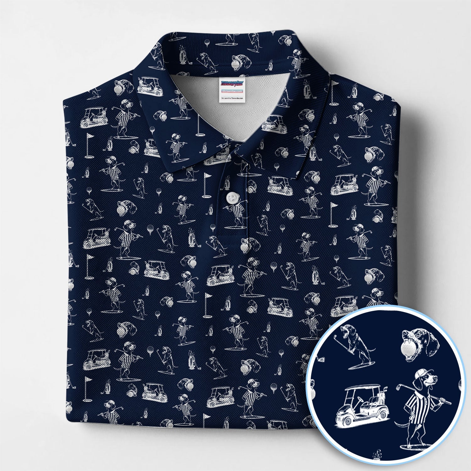 Dachshund Pattern Golf Shirt, Crazy Wiener Dog Golf Polos, Golf Gift For Dogs Lover