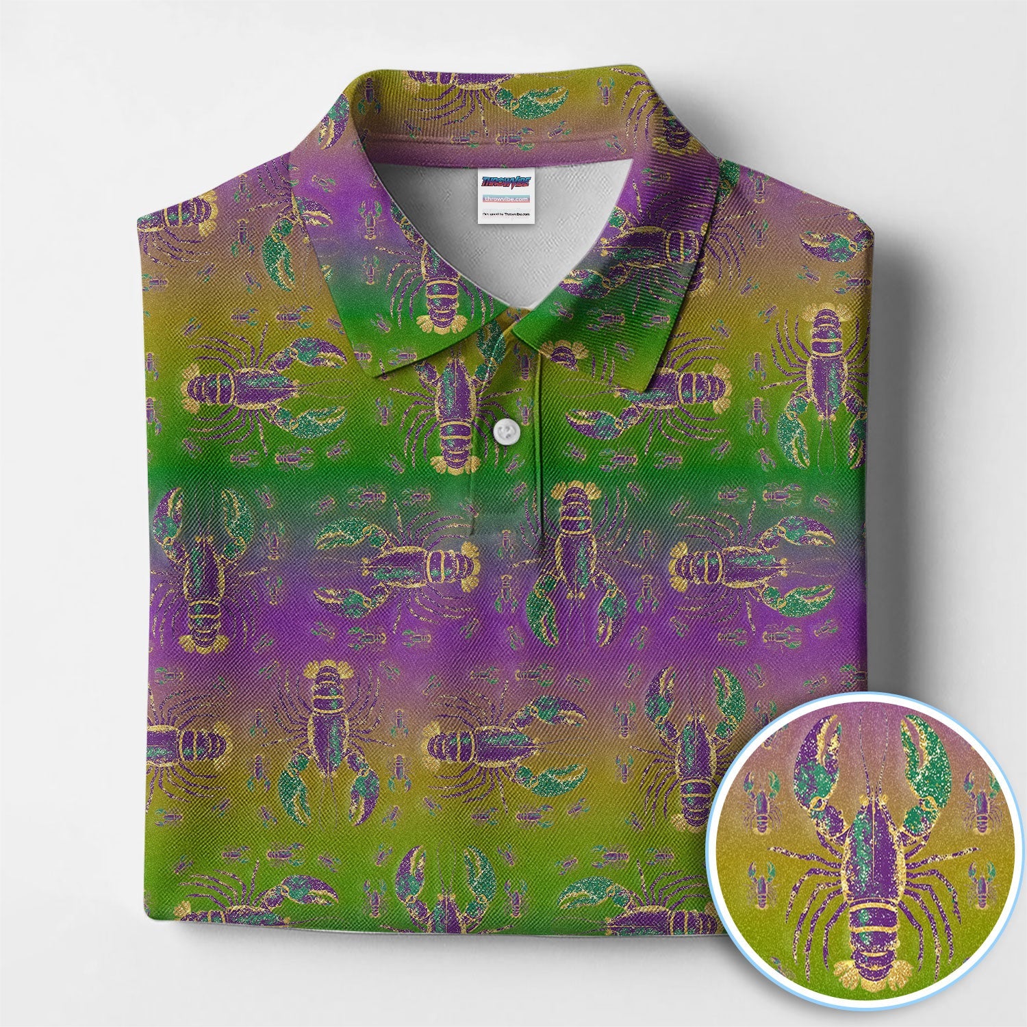Louisiana Crawfish Pattern Golf Shirt, Mardi Gras Golf Polos For Golfer