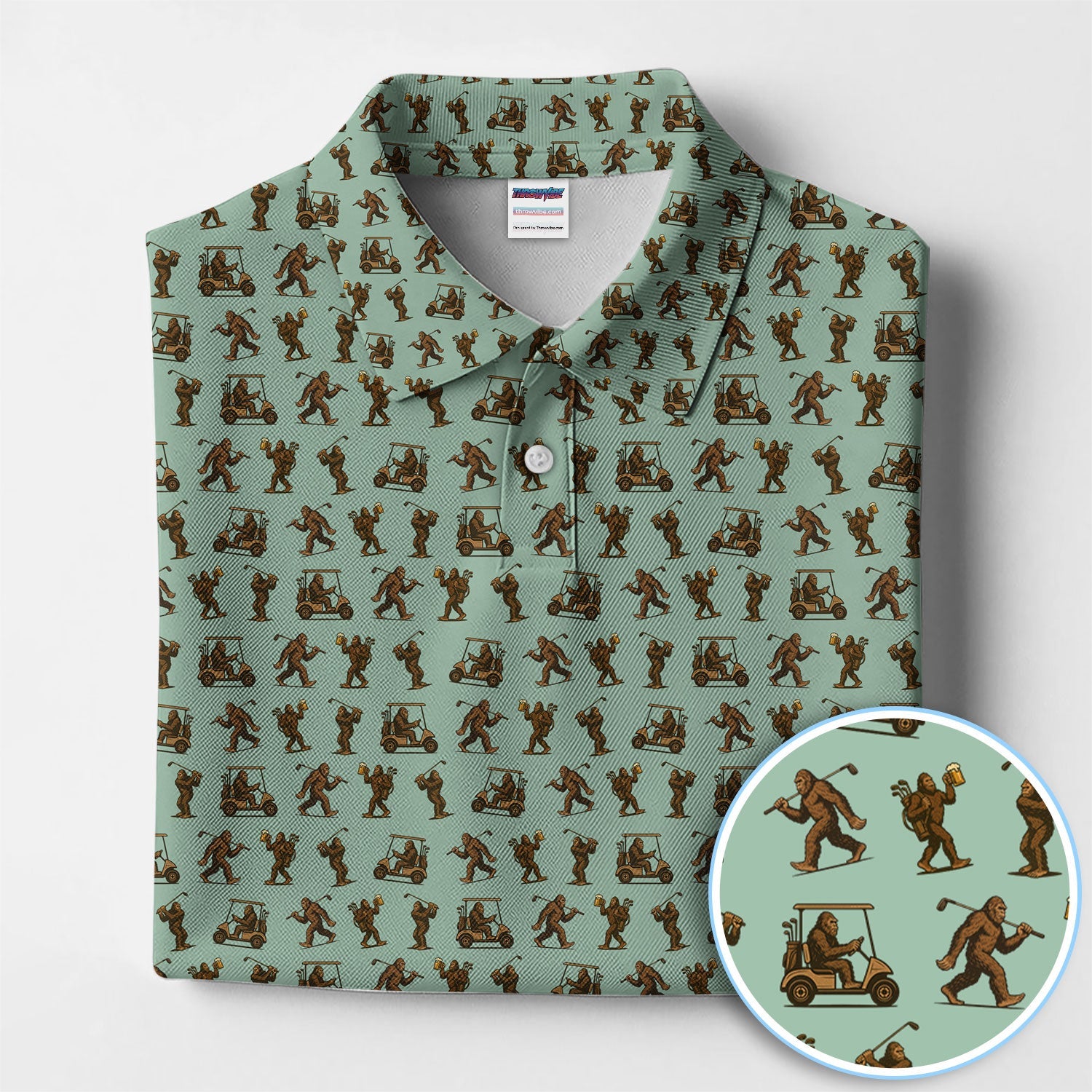 Crazy Golf Pattern Shirt, Bigfoot Golf Shirt For Men, Golf Gift For Golfer