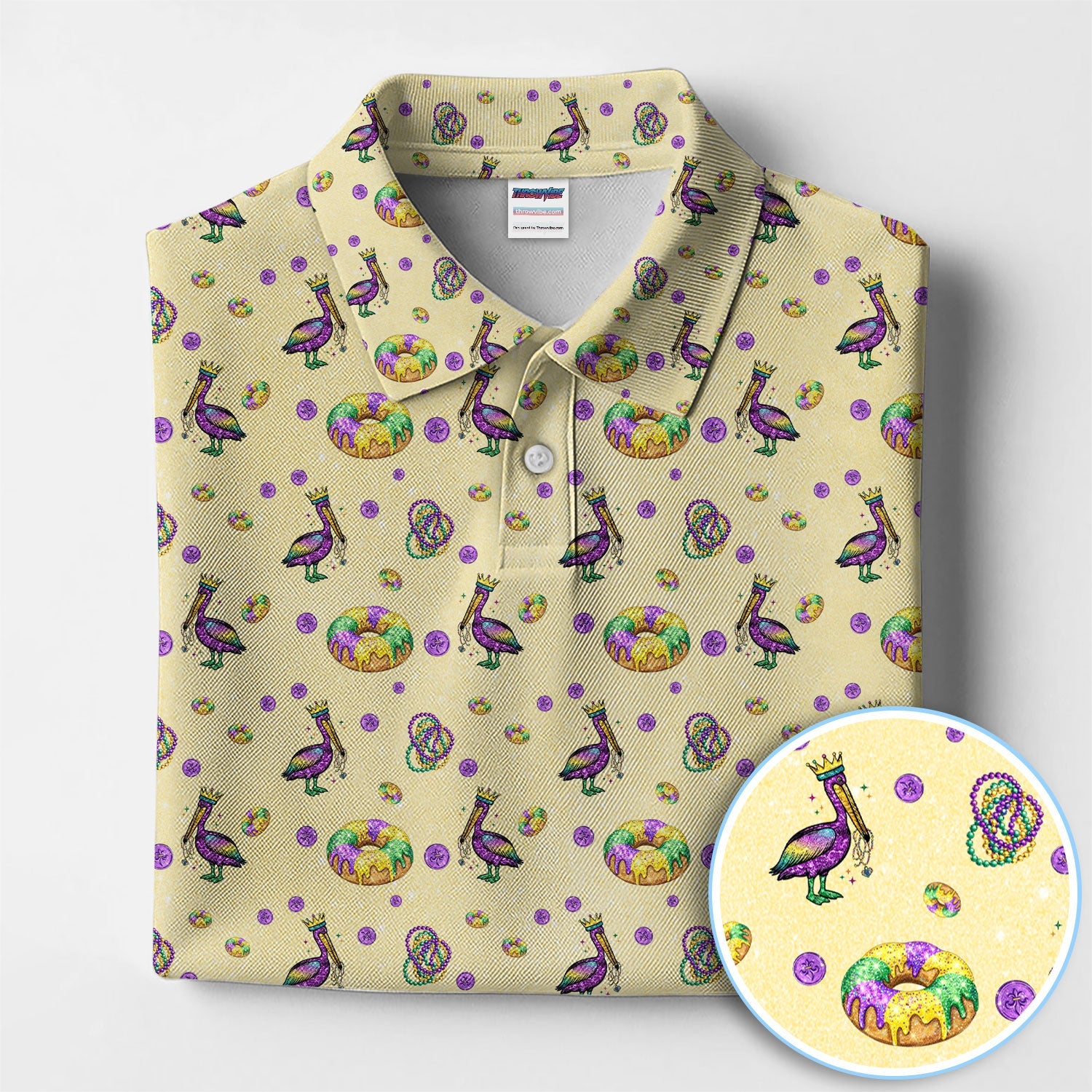 Funny Mardi Gras Pattern Golf Polos, Carnival Golf Shirt For Men, Golf Gift For Golfer