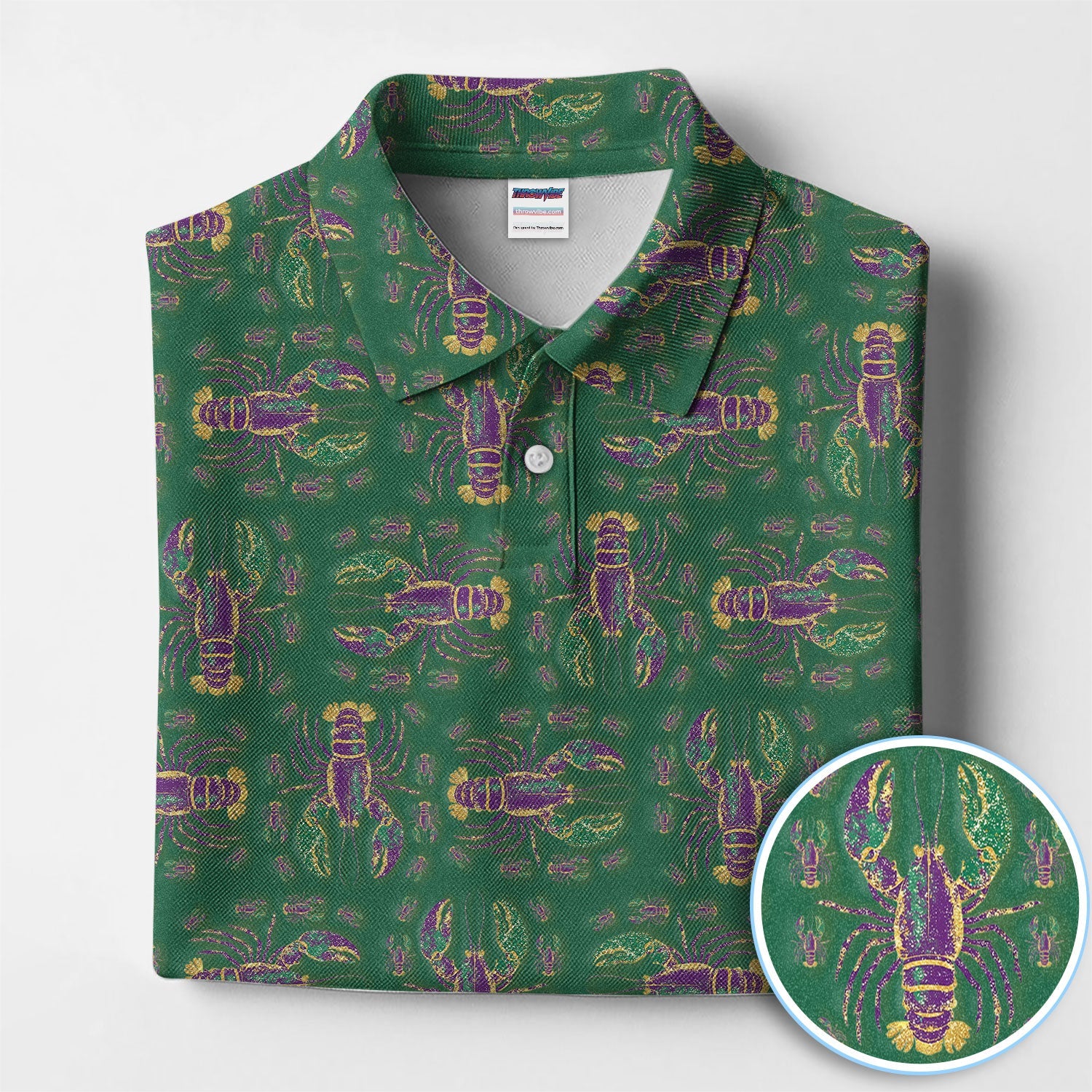 Louisiana Crawfish Pattern Golf Shirt, Mardi Gras Golf Polos For Golfer