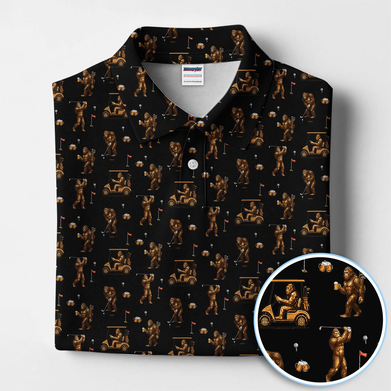 Funny Bigfoot Golf Shirt, Squatch Bigfoot And Beer Pattern Golf  Polos, Crazy Golf Gift For Golfer